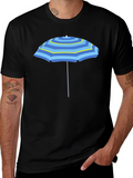 Striped Umbrella Graphic Tee - Summer Vibes