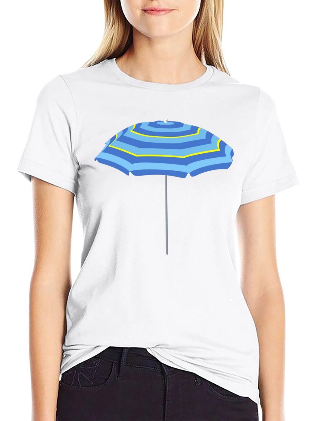 Striped Umbrella Graphic Tee - Summer Vibes