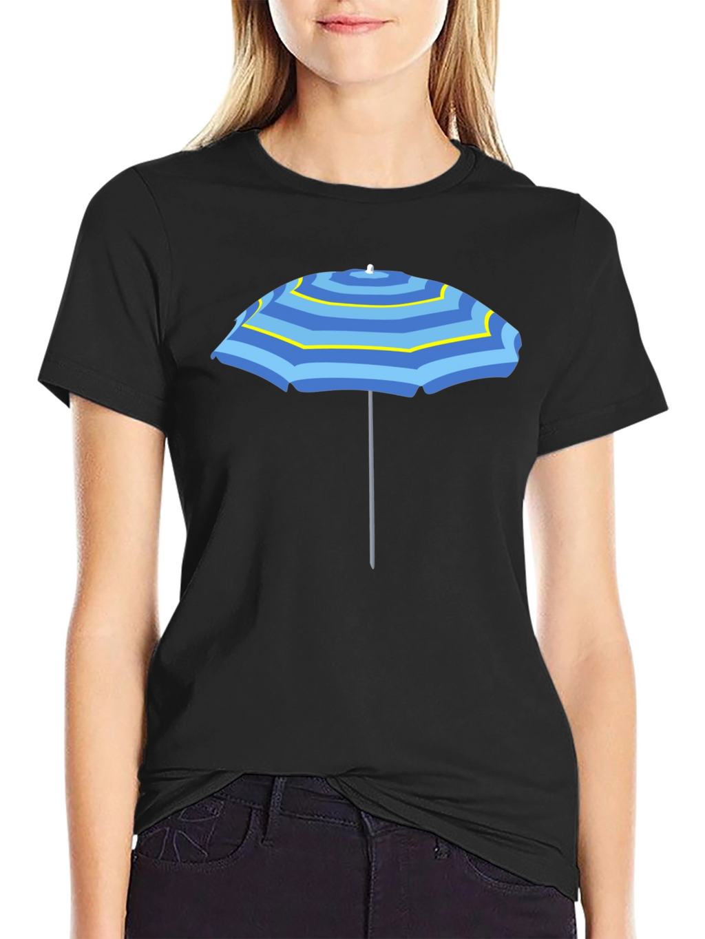 Striped Umbrella Graphic Tee - Summer Vibes