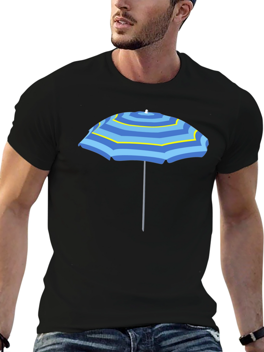 Striped Umbrella Graphic Tee - Summer Vibes