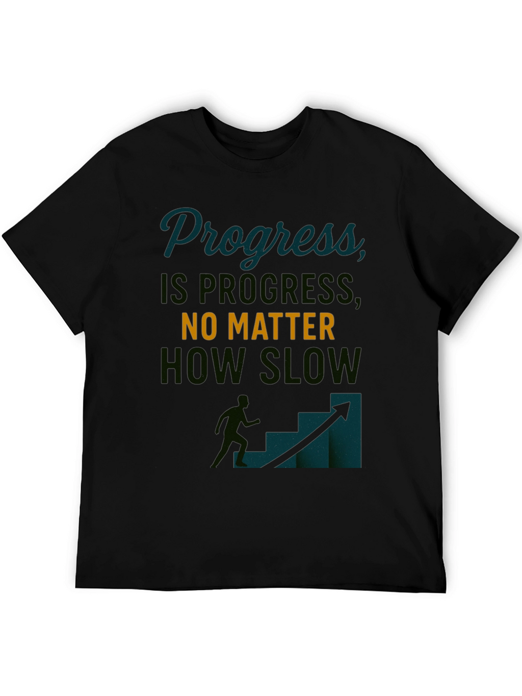 Progress Motivational Black T-Shirt