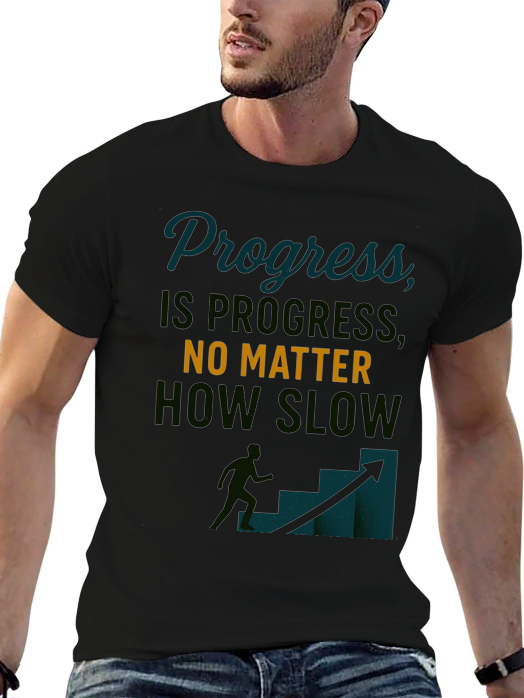 Progress Motivational Black T-Shirt