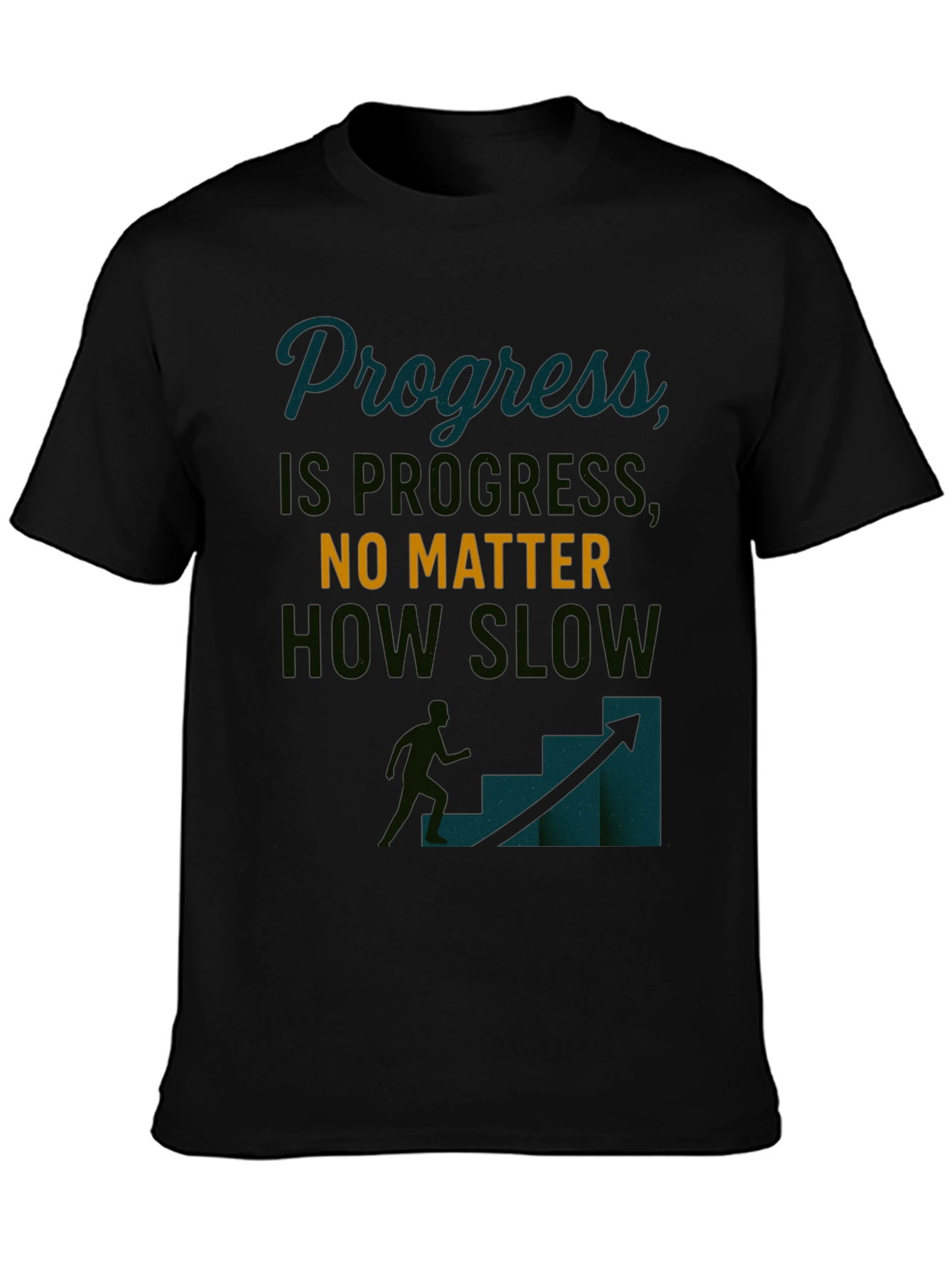 Progress Motivational Black T-Shirt