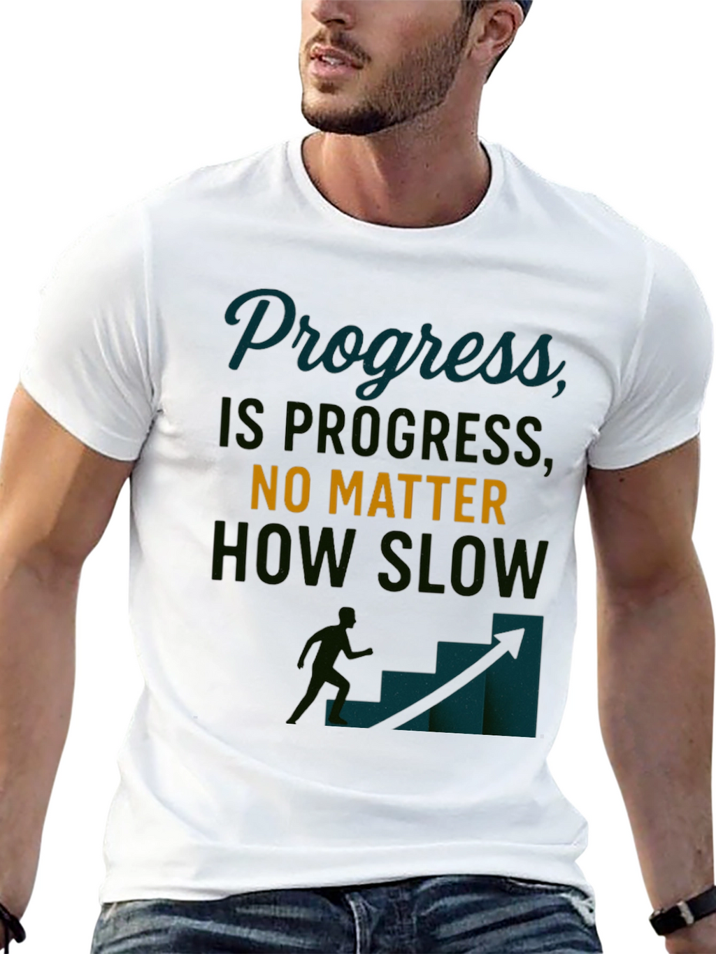 Progress Motivational Black T-Shirt