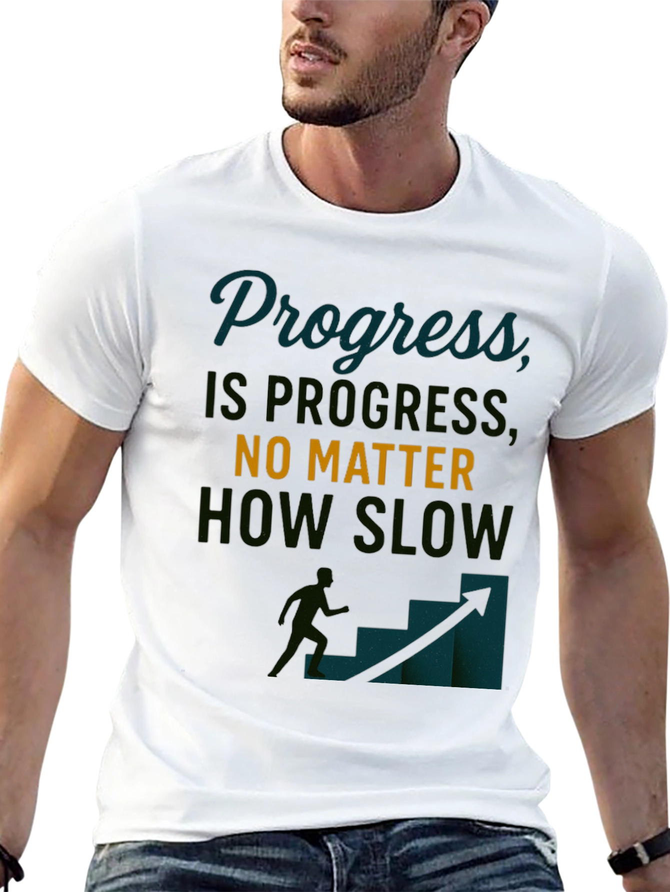 Progress Motivational Black T-Shirt