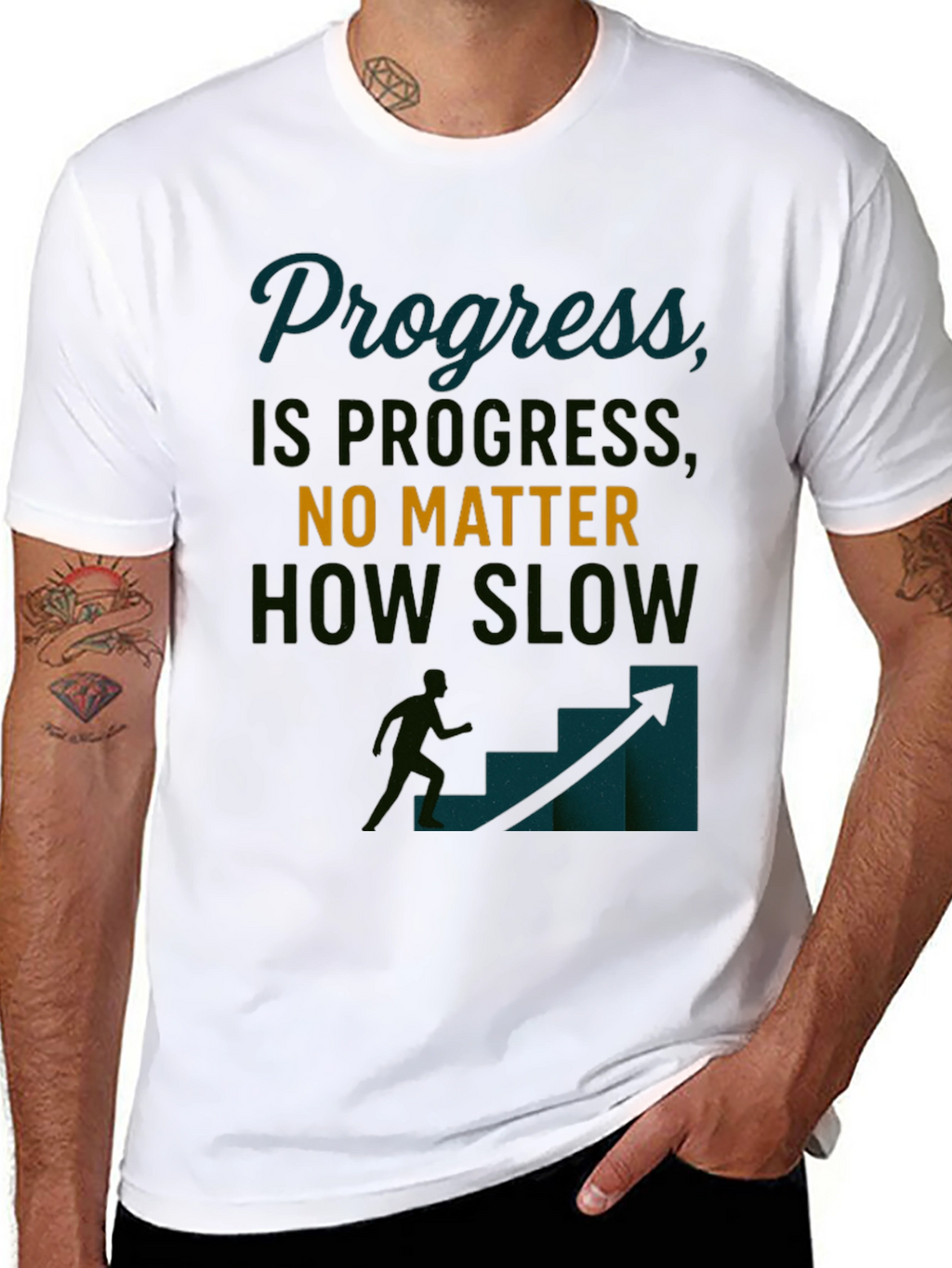 Progress Motivational Black T-Shirt