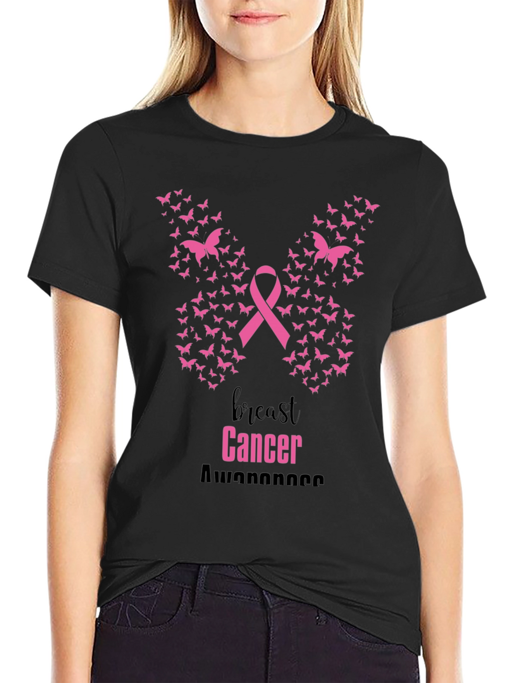 Breast Cancer Awareness Butterfly Ribbon T-Shirt