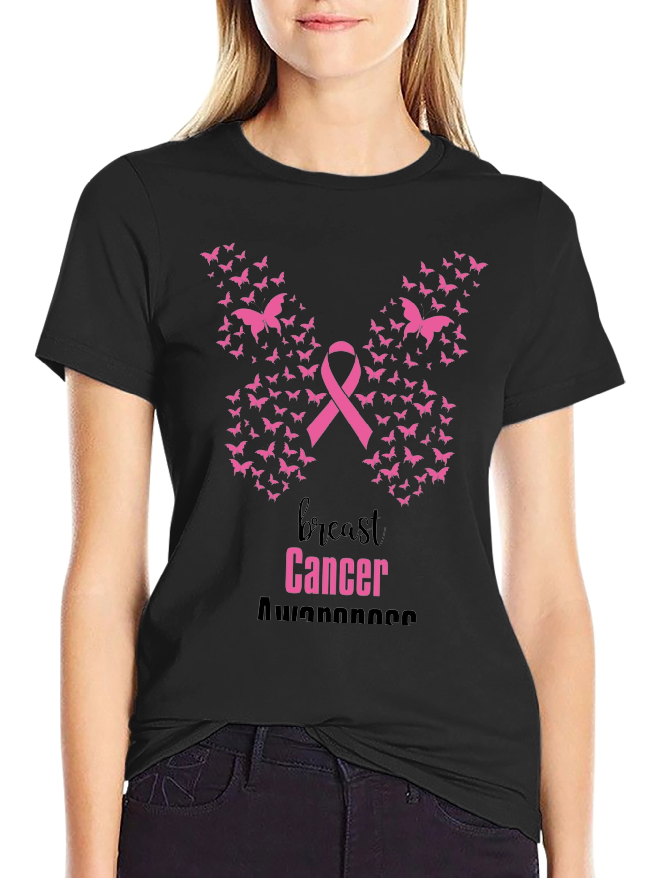 Breast Cancer Awareness Butterfly Ribbon T-Shirt
