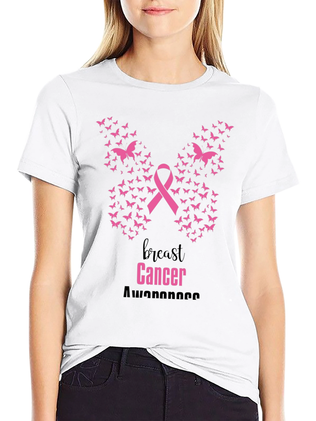 Breast Cancer Awareness Butterfly Ribbon T-Shirt