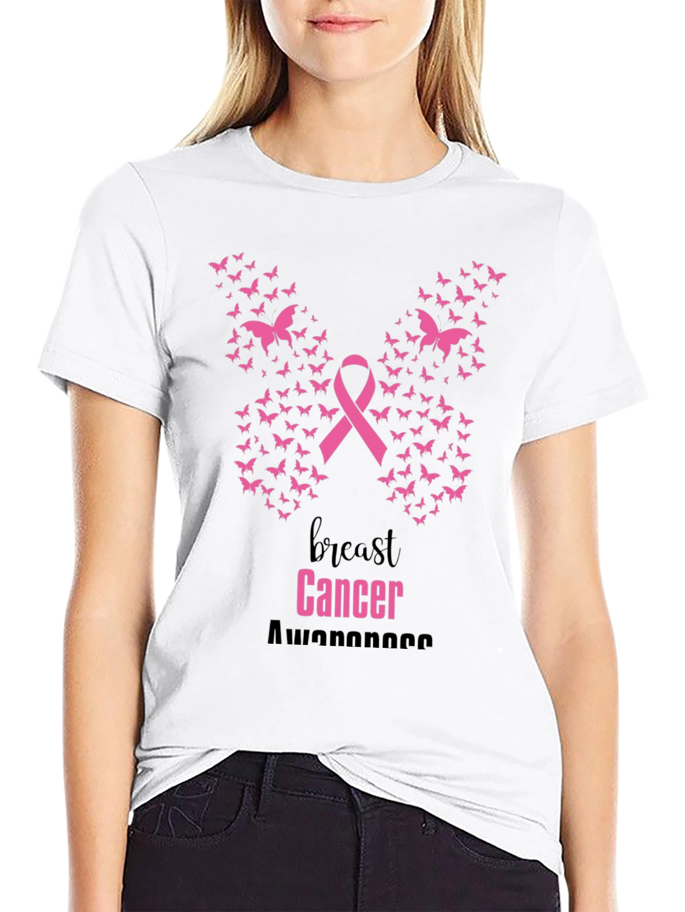 Breast Cancer Awareness Butterfly Ribbon T-Shirt