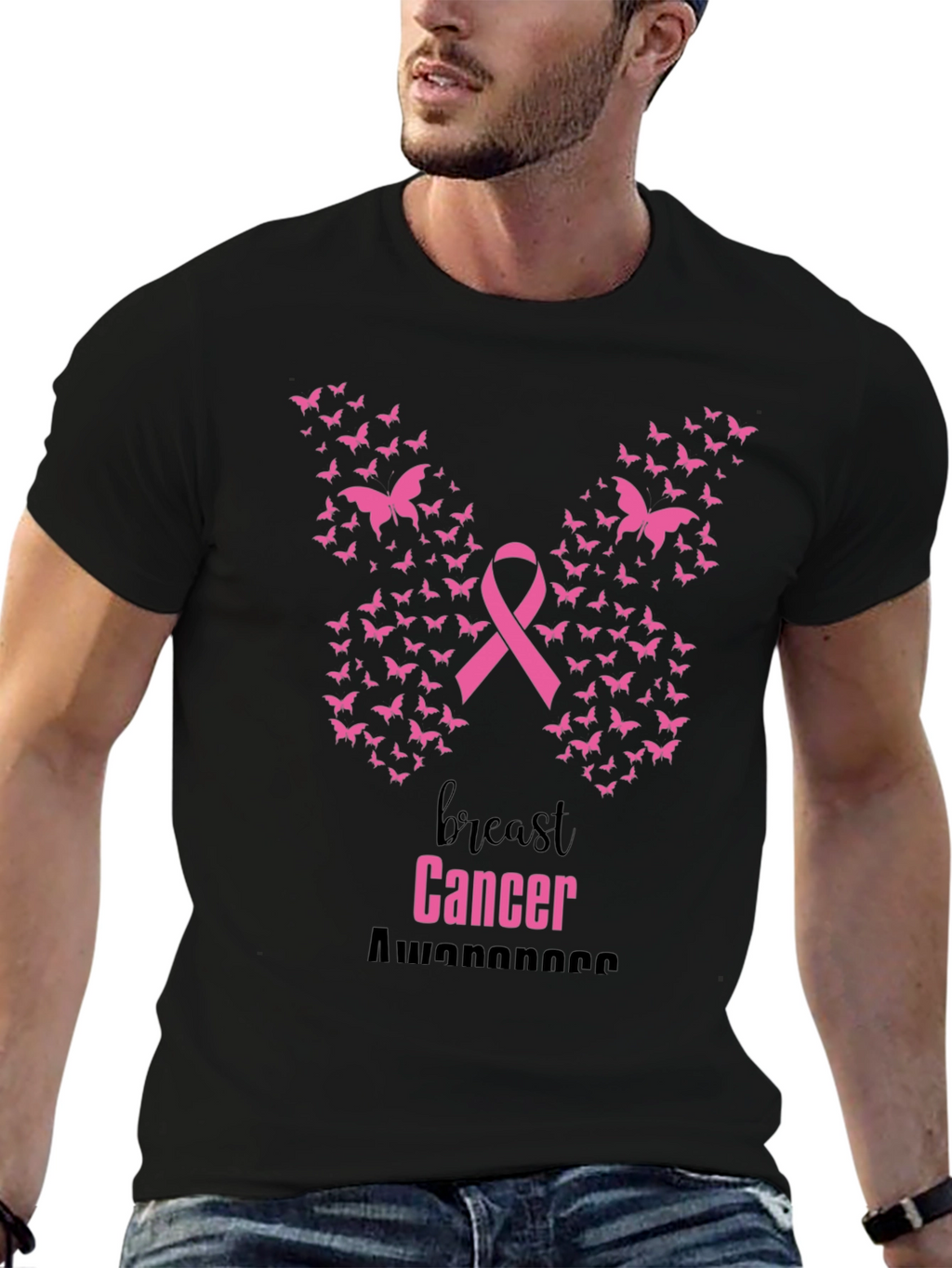 Breast Cancer Awareness Butterfly Ribbon T-Shirt