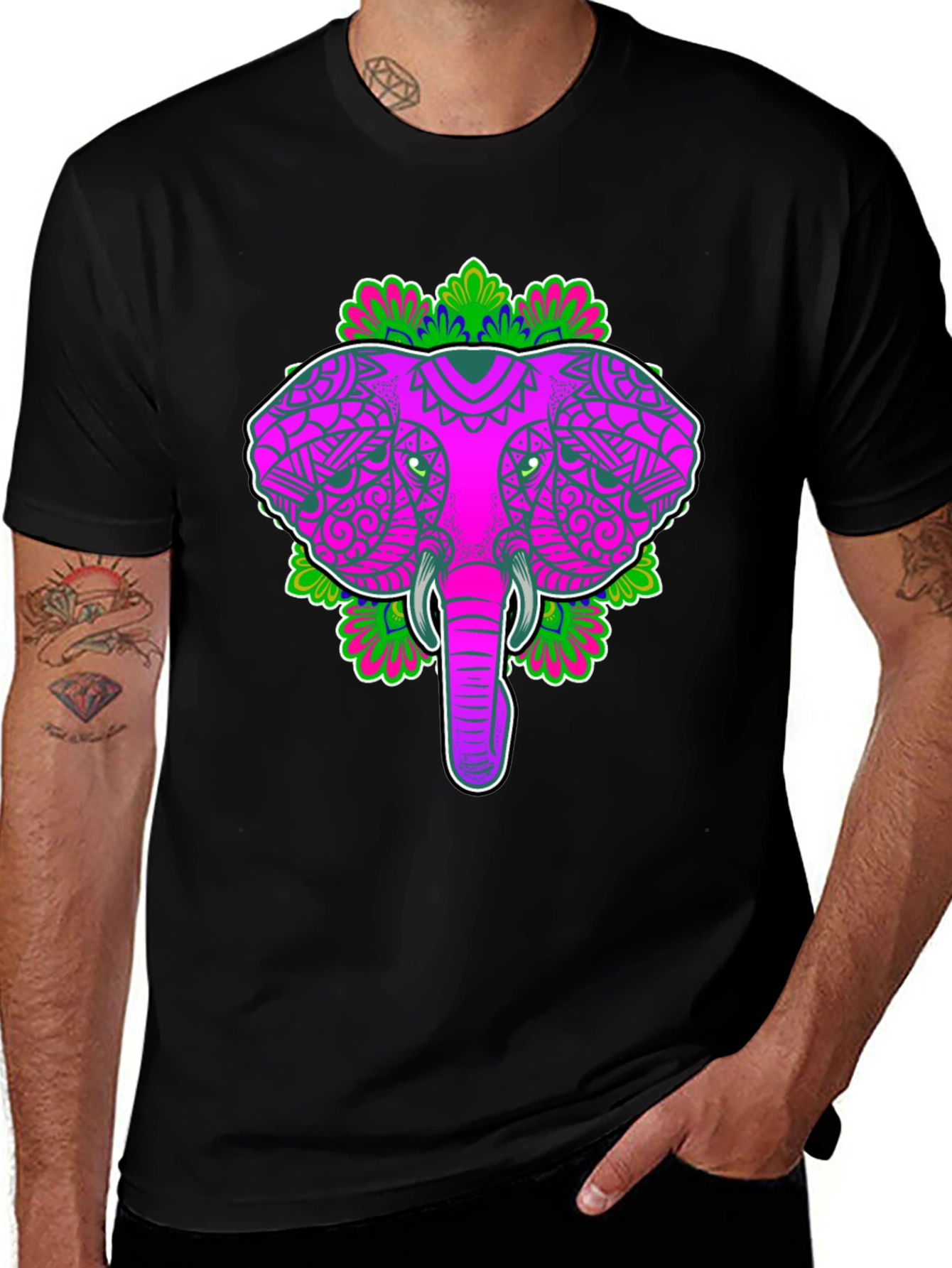 Elephant Mandala Graphic Tee - Unique Design Stylish Comfort