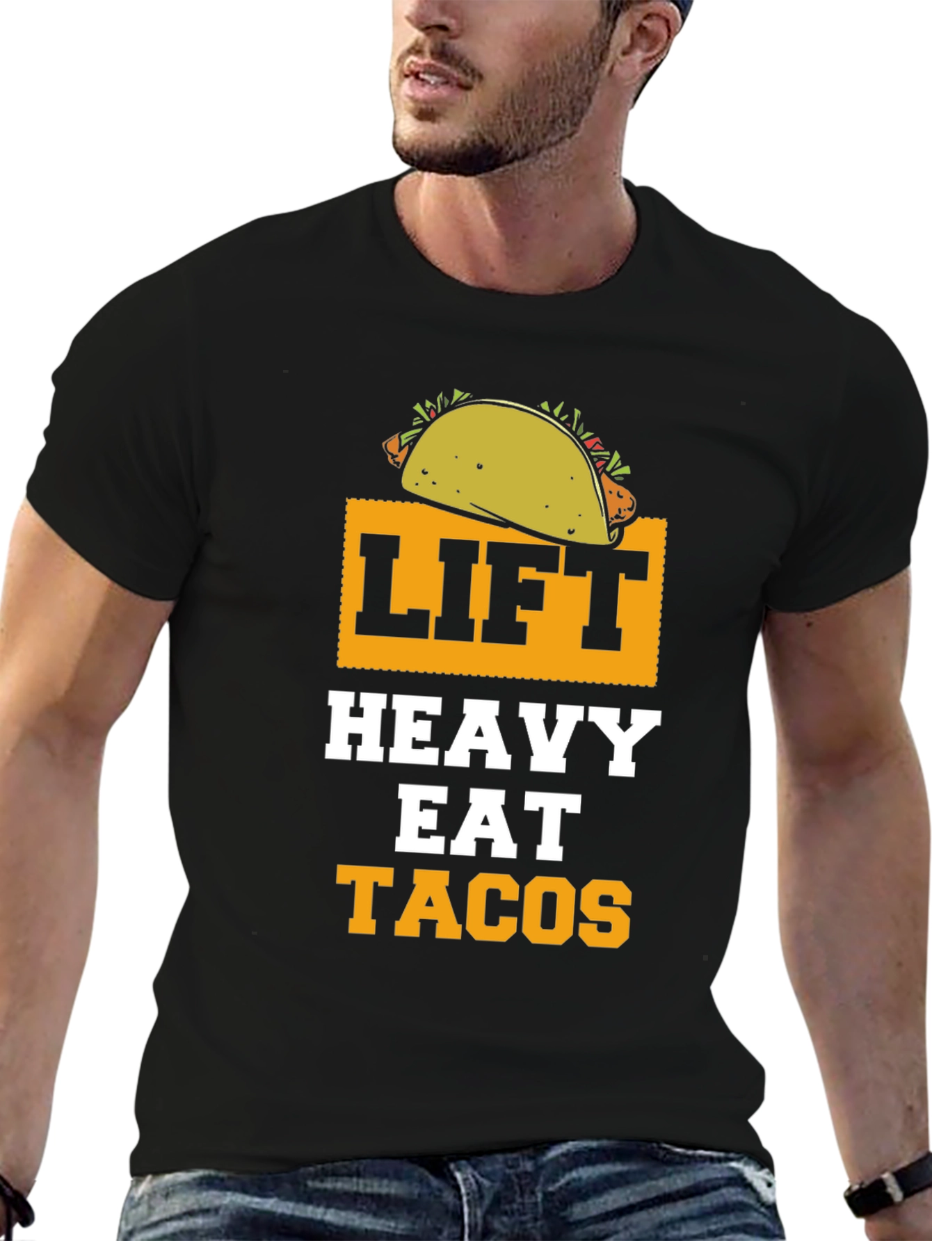 Lift Heavy Eat Tacos Funny Gym Workout T-Shirt