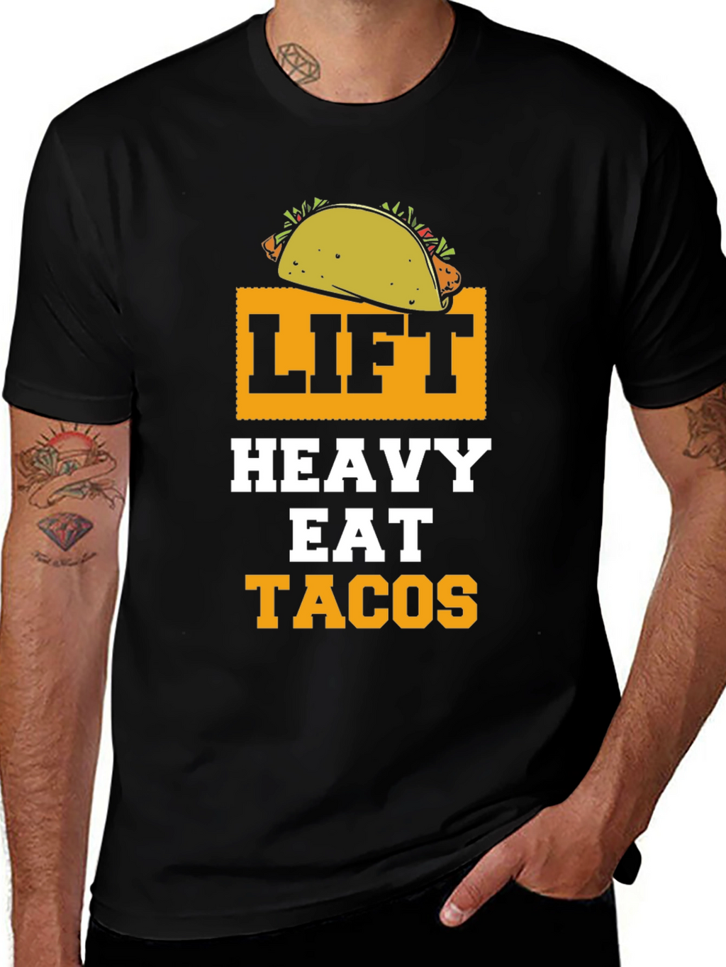 Lift Heavy Eat Tacos Funny Gym Workout T-Shirt