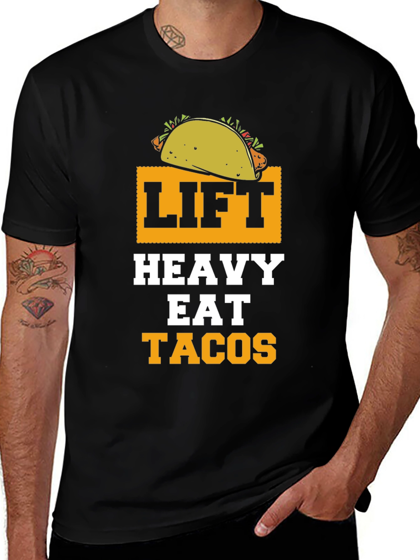 Lift Heavy Eat Tacos Funny Gym Workout T-Shirt