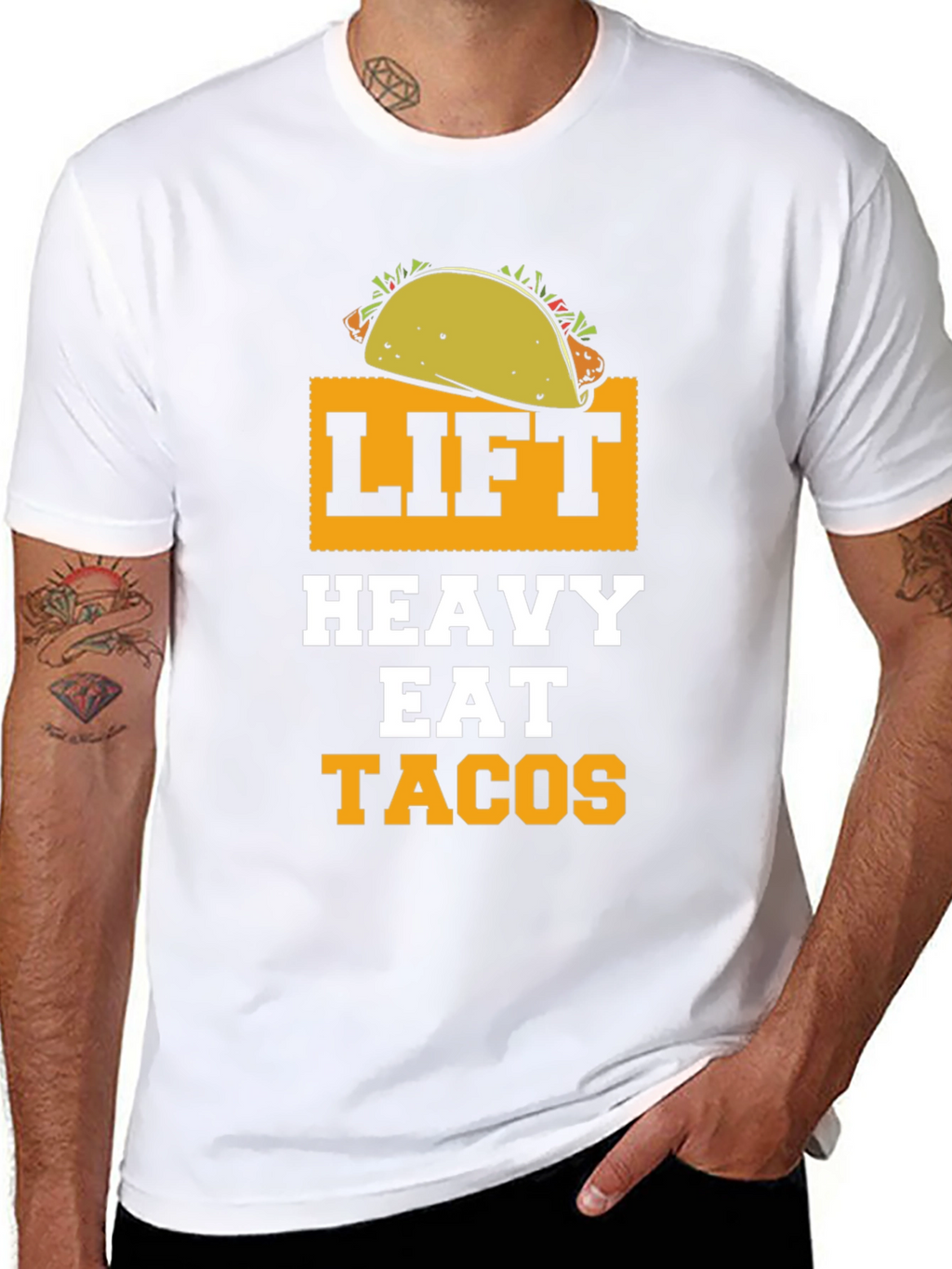 Lift Heavy Eat Tacos Funny Gym Workout T-Shirt