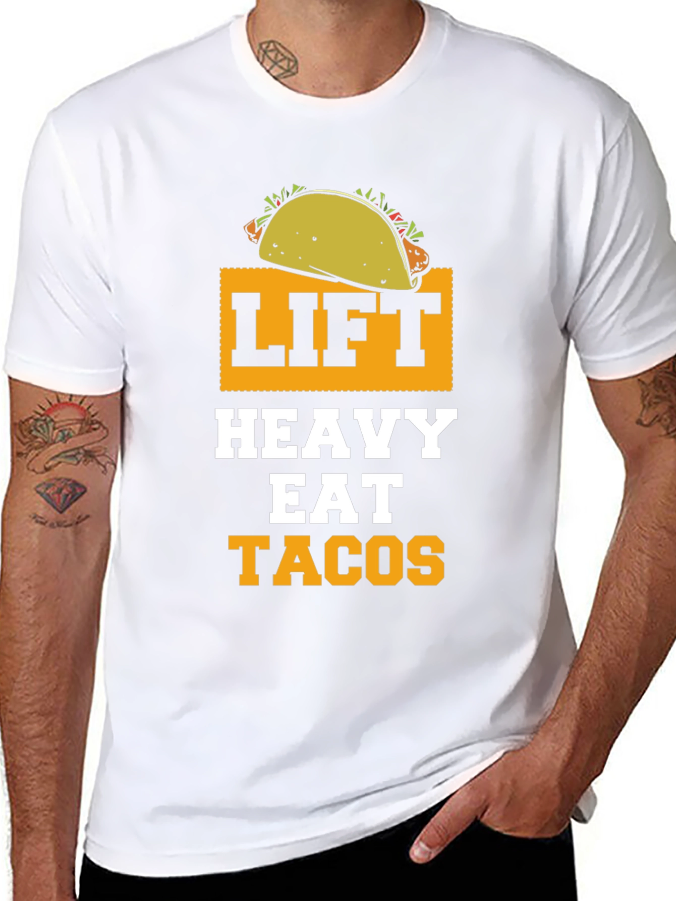 Lift Heavy Eat Tacos Funny Gym Workout T-Shirt