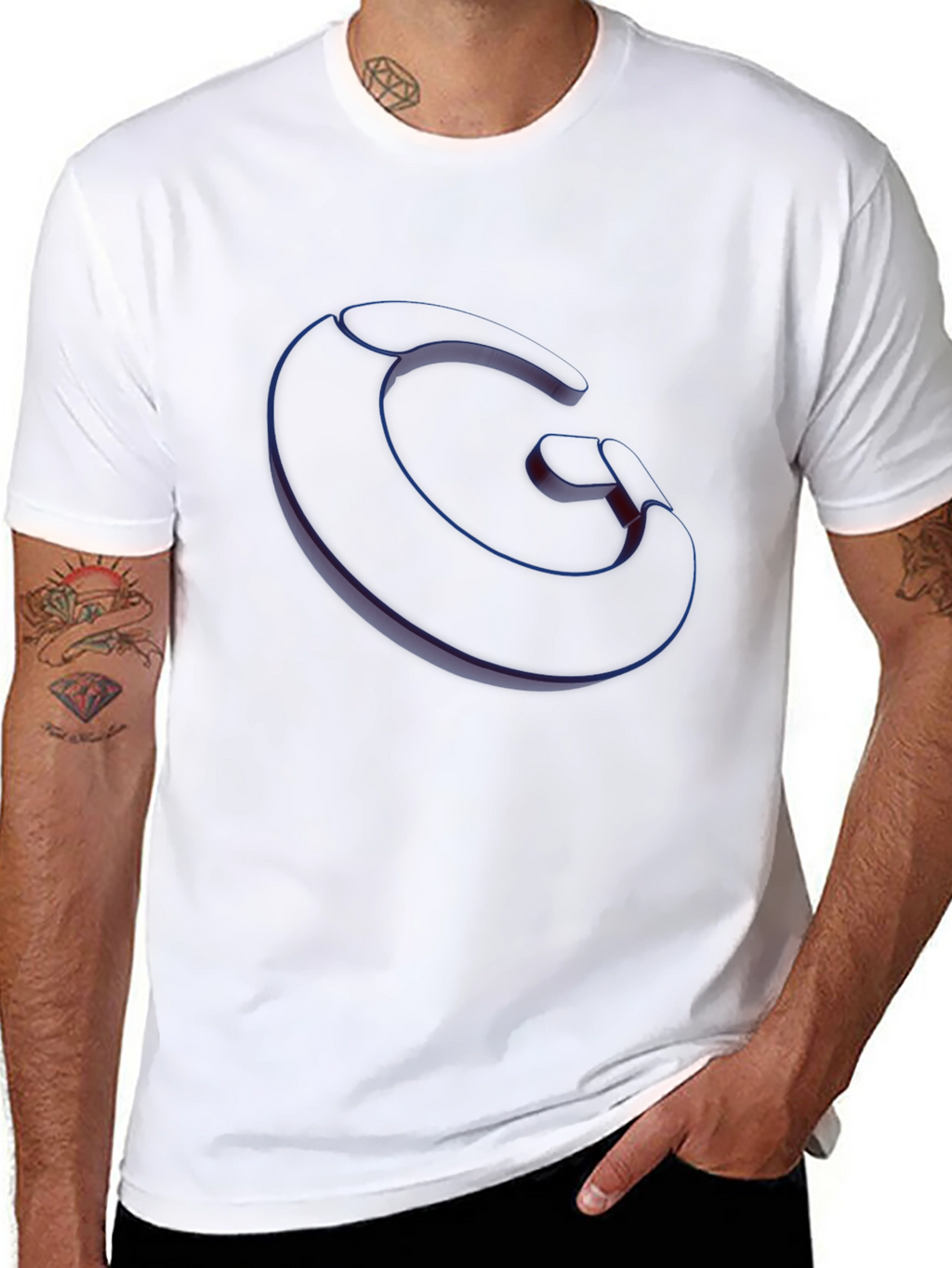 Abstract Letter G Black T-Shirt