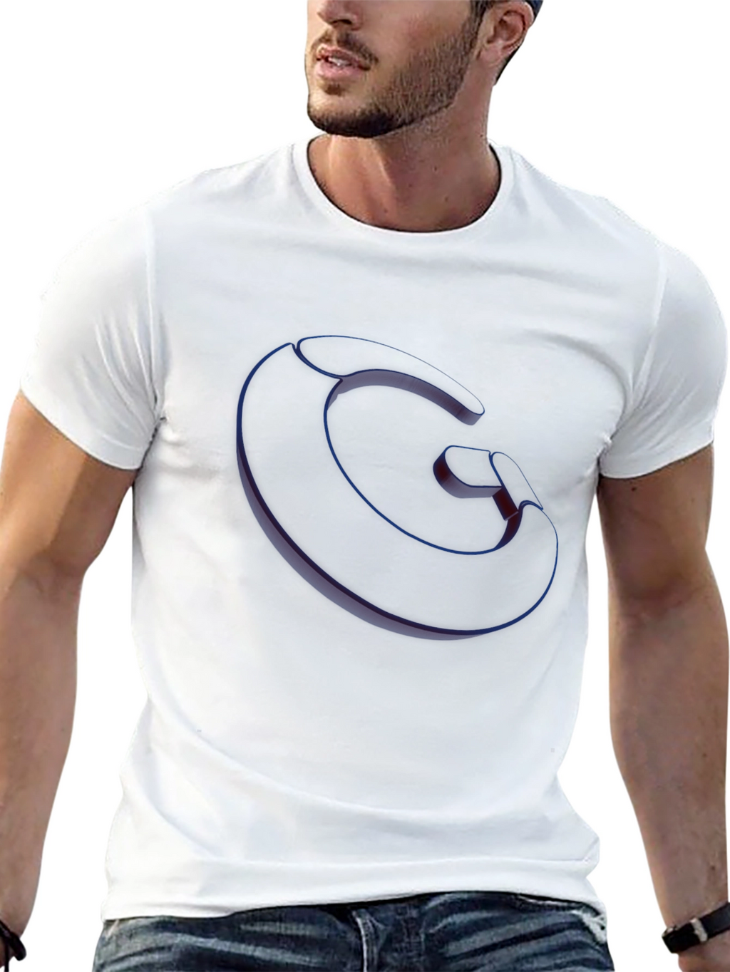 Abstract Letter G Black T-Shirt