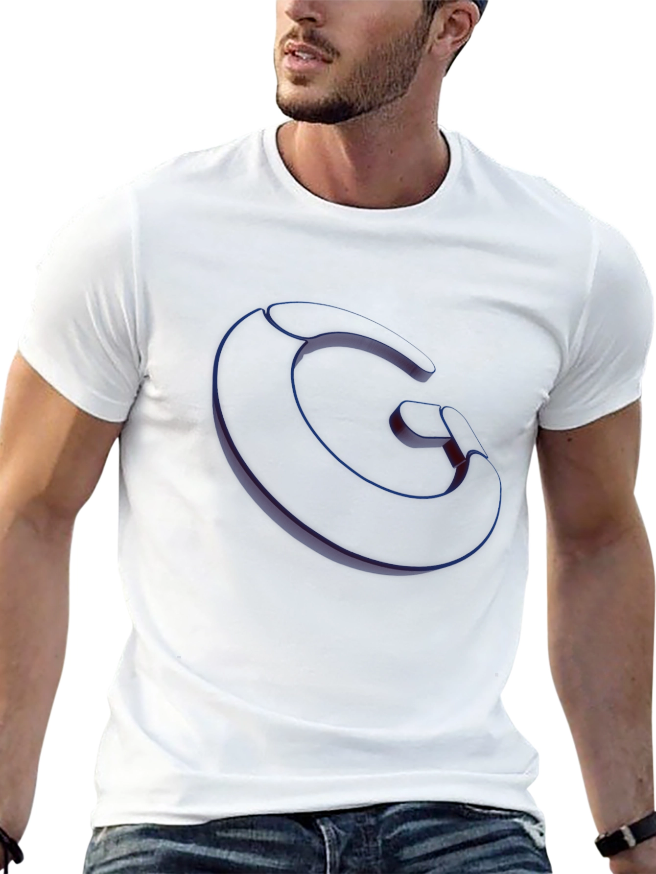 Abstract Letter G Black T-Shirt