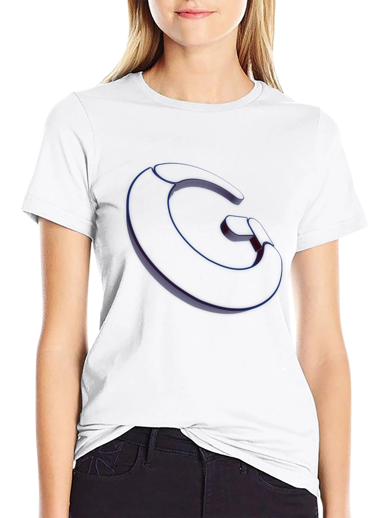 Abstract Letter G Black T-Shirt