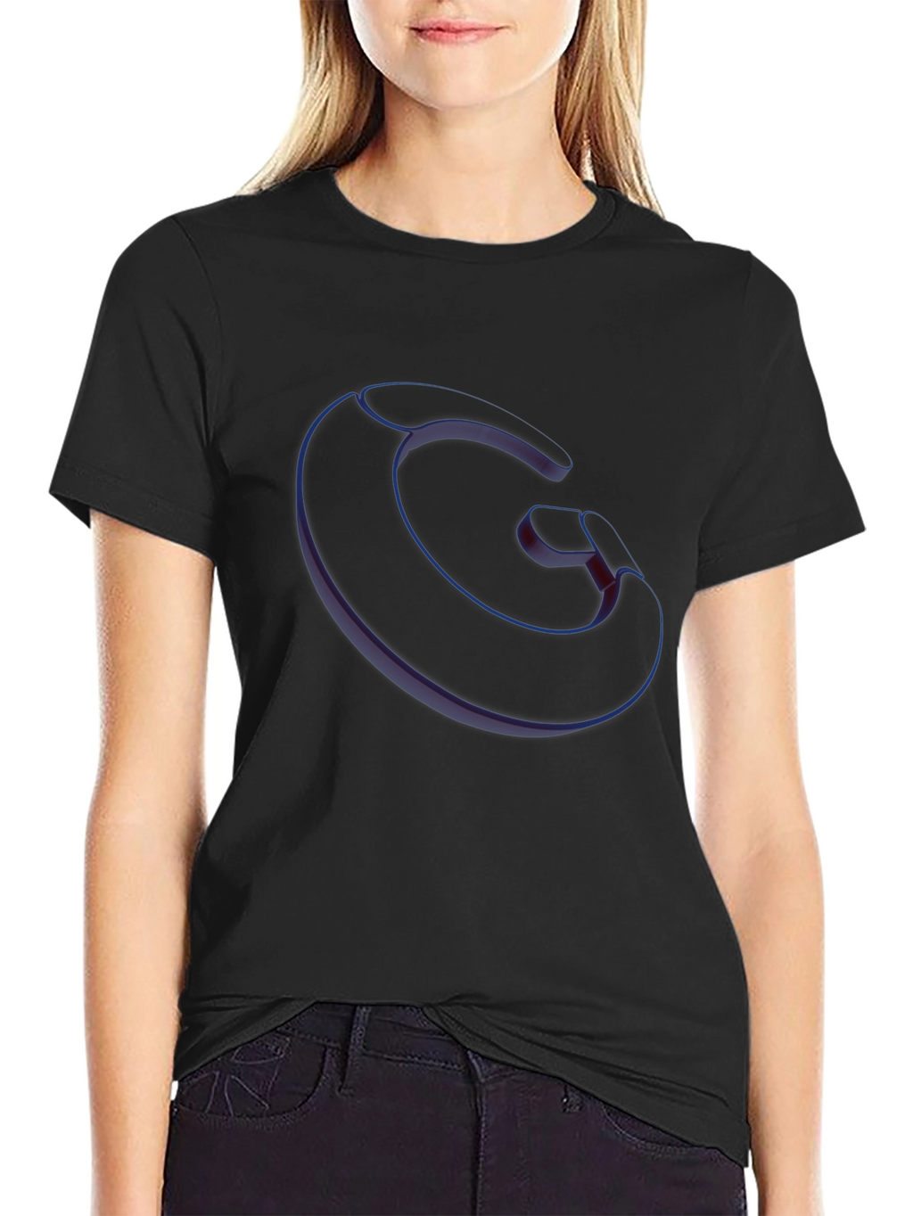 Abstract Letter G Black T-Shirt