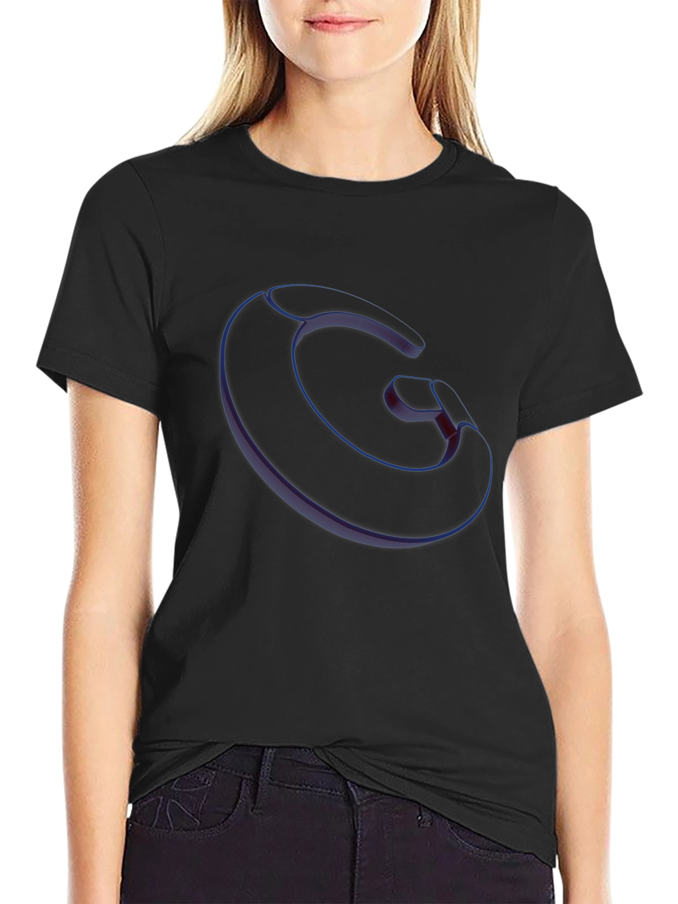 Abstract Letter G Black T-Shirt