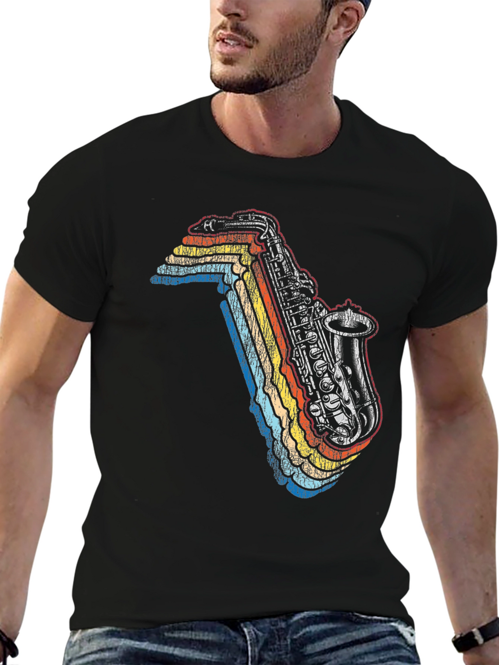 Retro Saxophone Graphic Tee - Cool Music Lover T-Shirt
