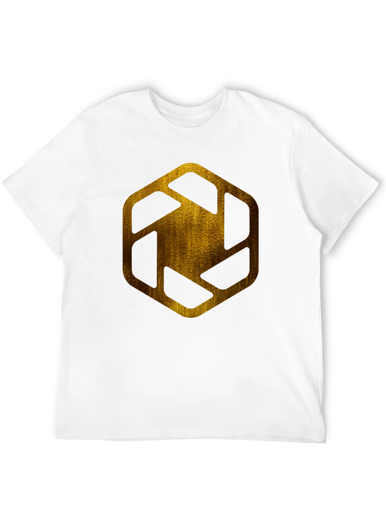 Golden Hexagon Graphic Tee - Modern Streetwear Style