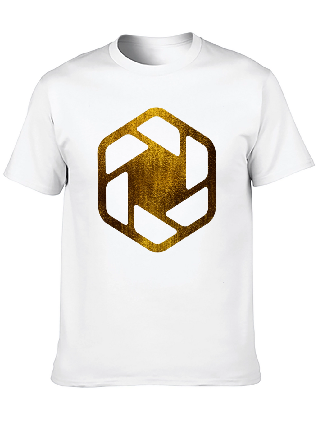 Golden Hexagon Graphic Tee - Modern Streetwear Style