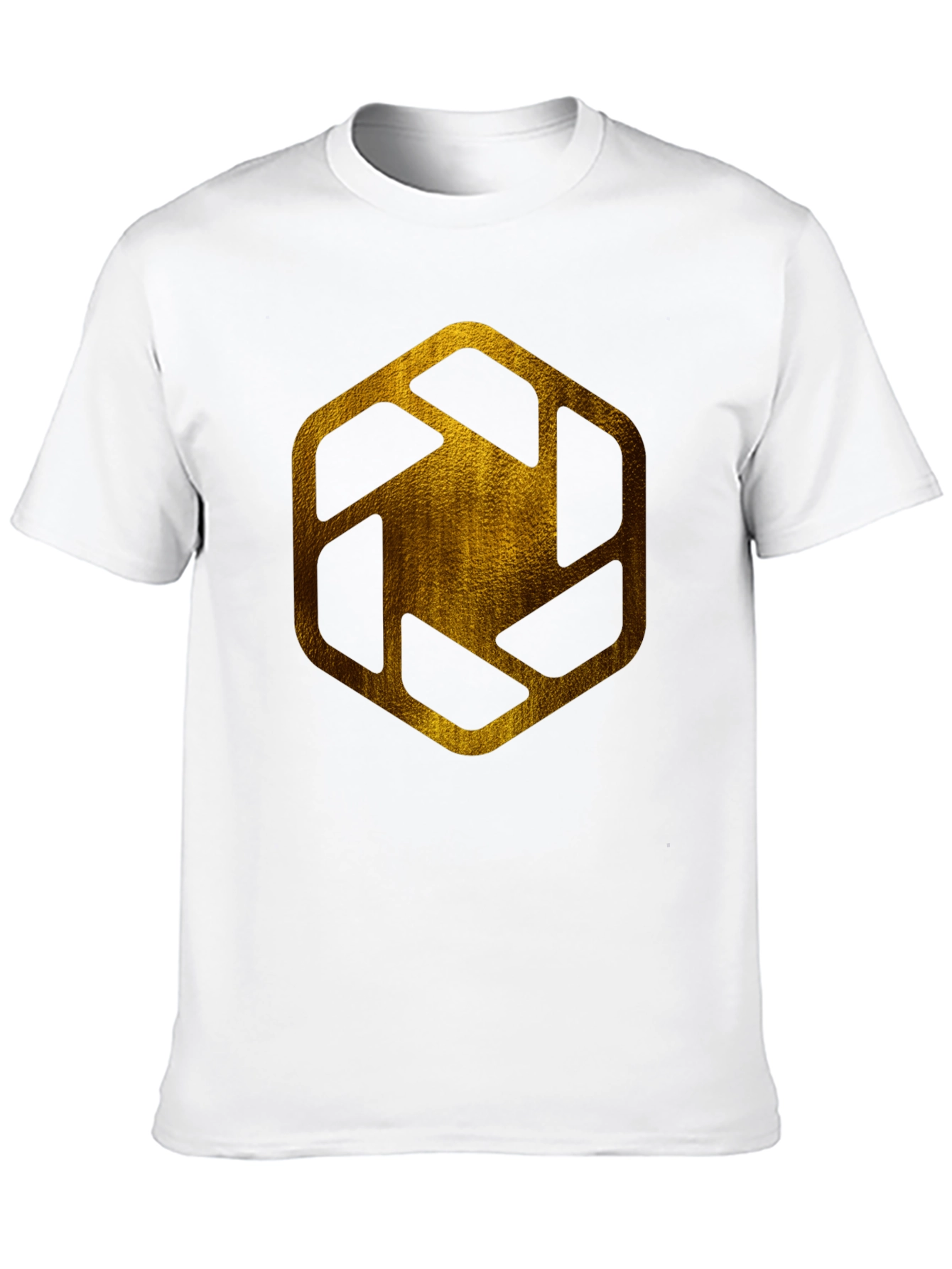 Golden Hexagon Graphic Tee - Modern Streetwear Style