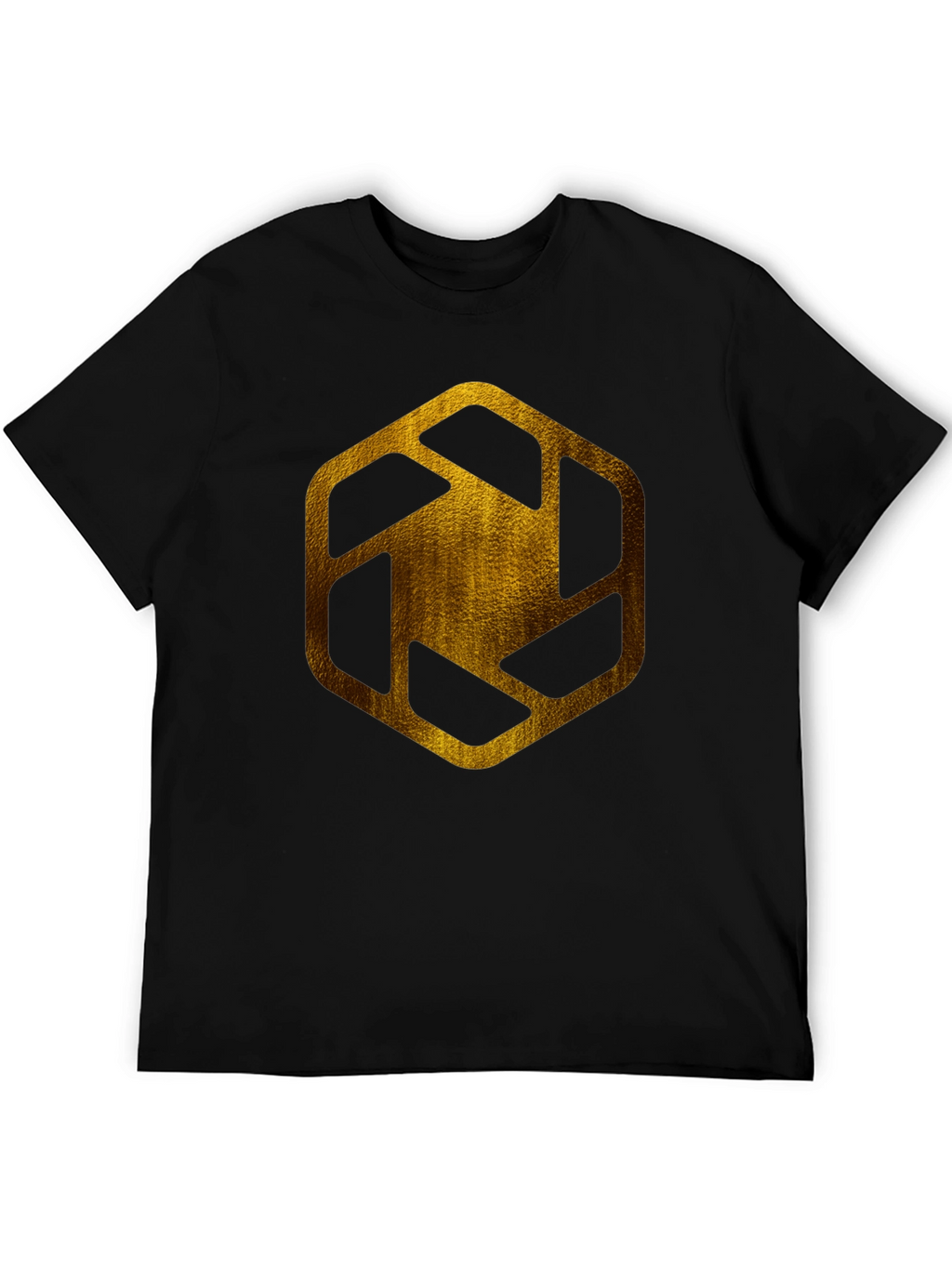 Golden Hexagon Graphic Tee - Modern Streetwear Style