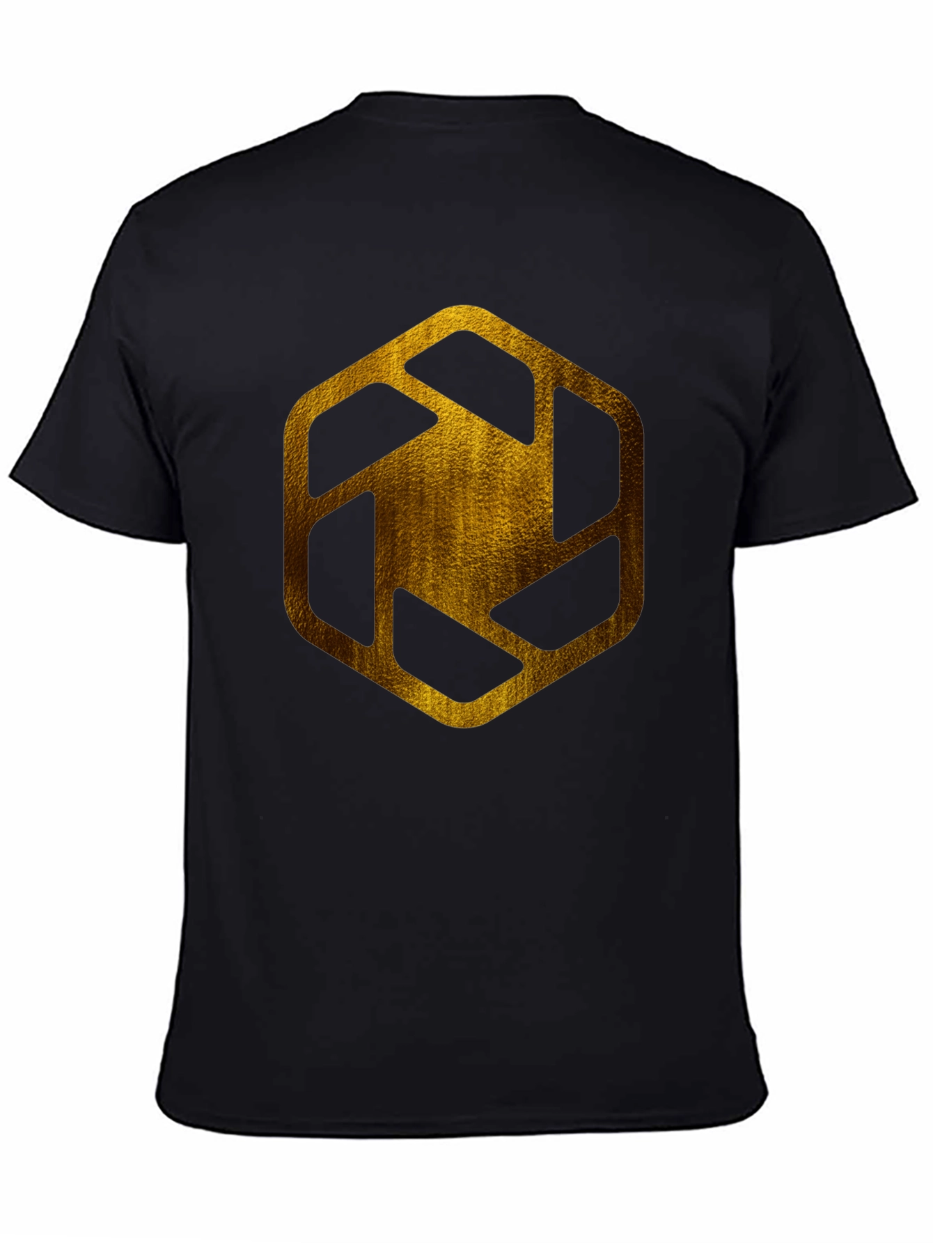Golden Hexagon Graphic Tee - Modern Streetwear Style