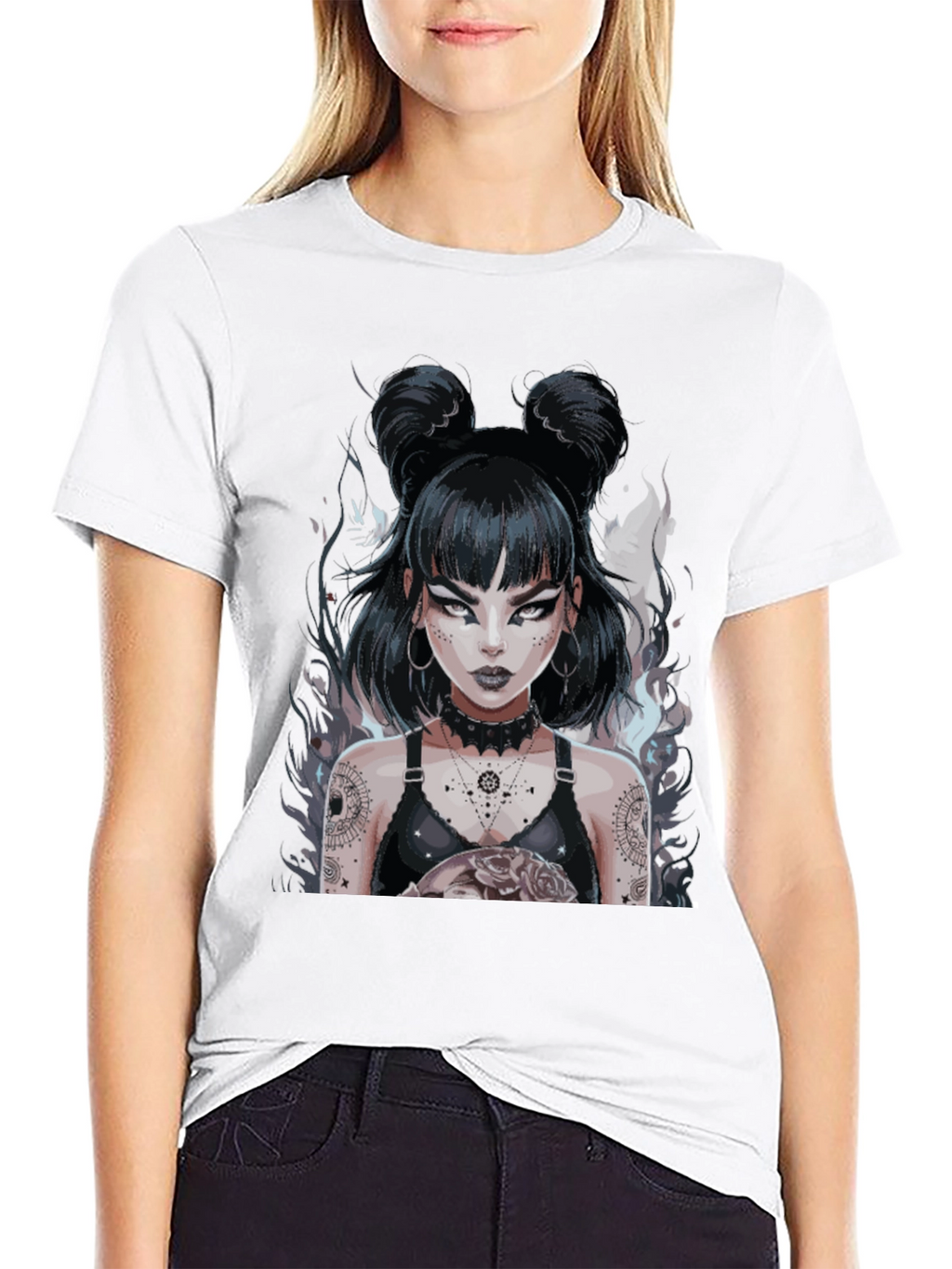 Gothic Anime Girl Black Tee