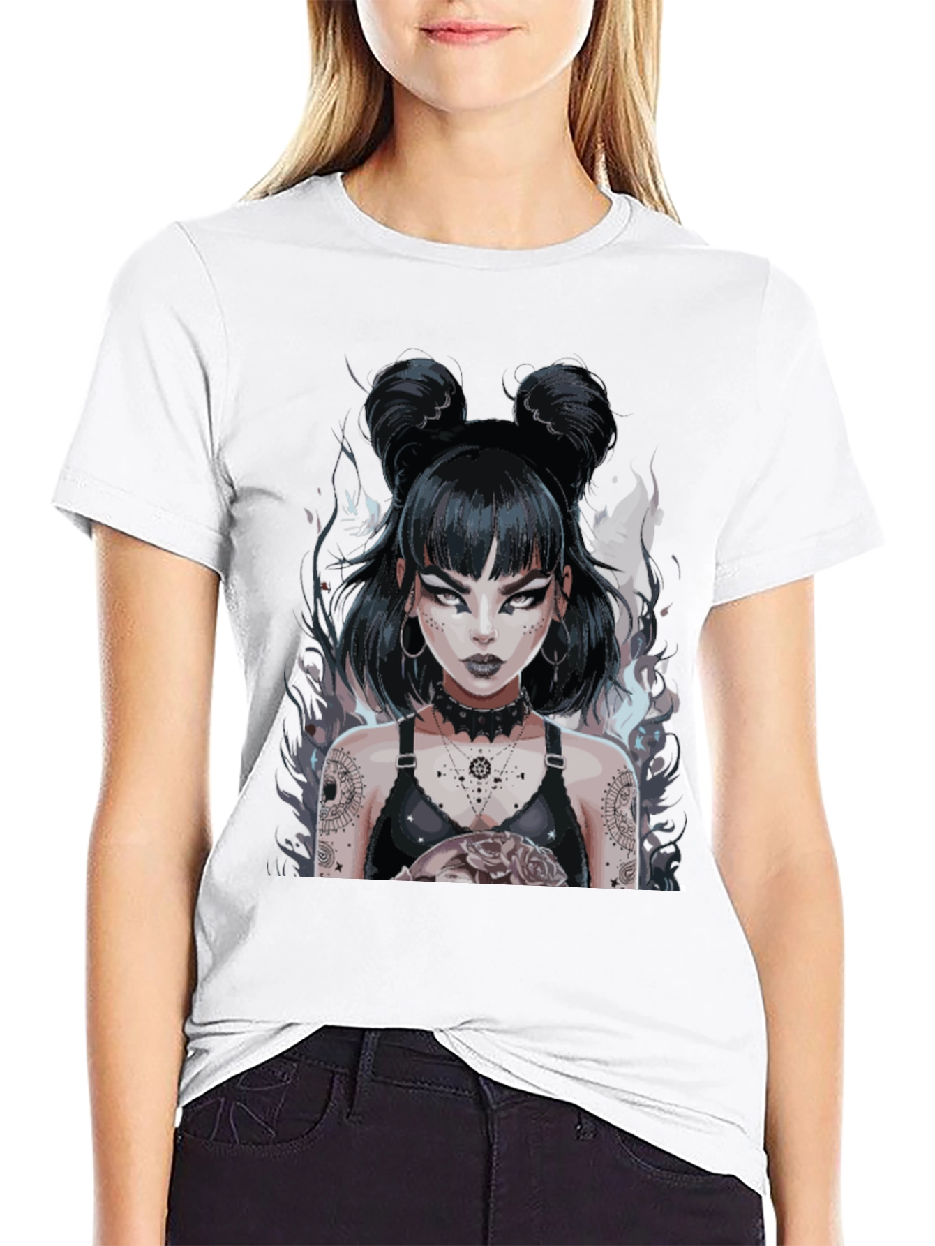 Gothic Anime Girl Black Tee