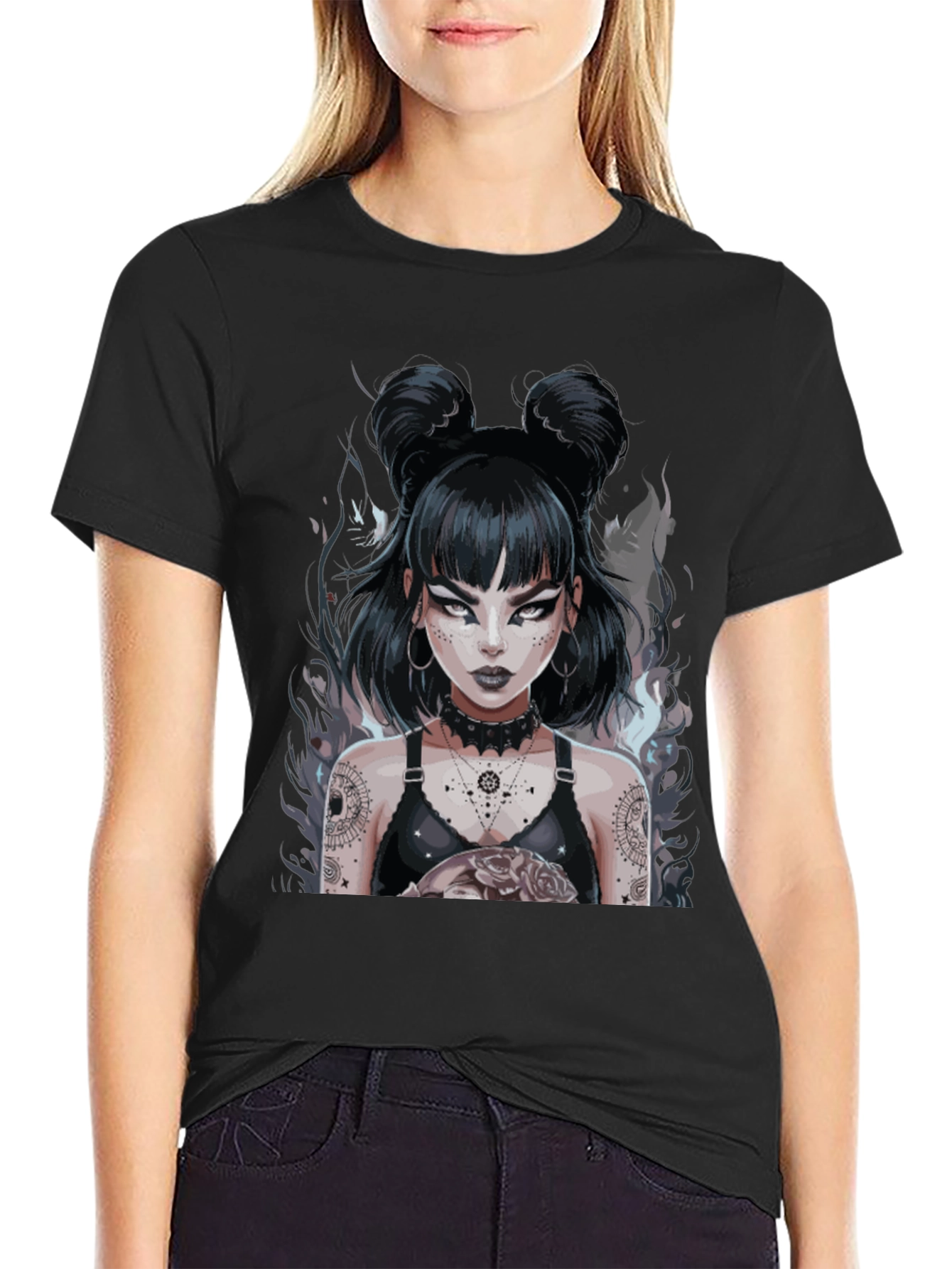 Gothic Anime Girl Black Tee