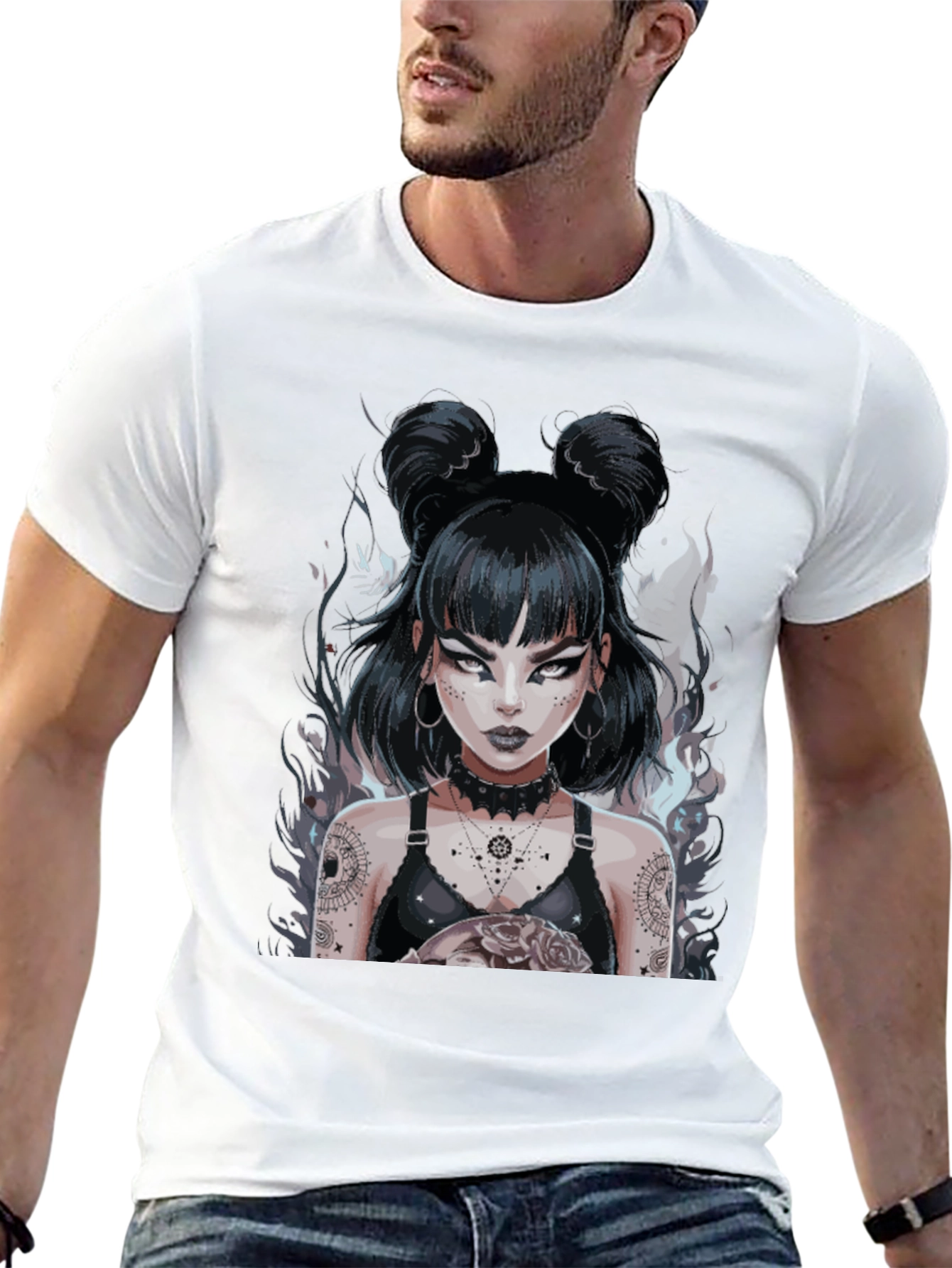 Gothic Anime Girl Black Tee
