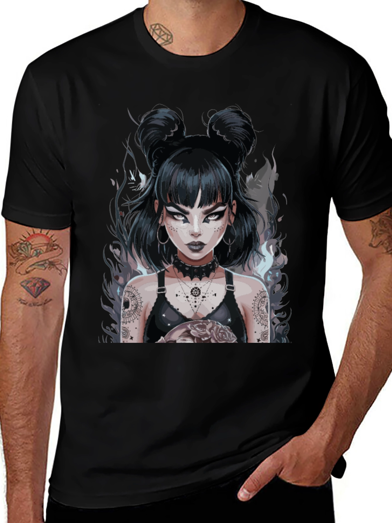 Gothic Anime Girl Black Tee