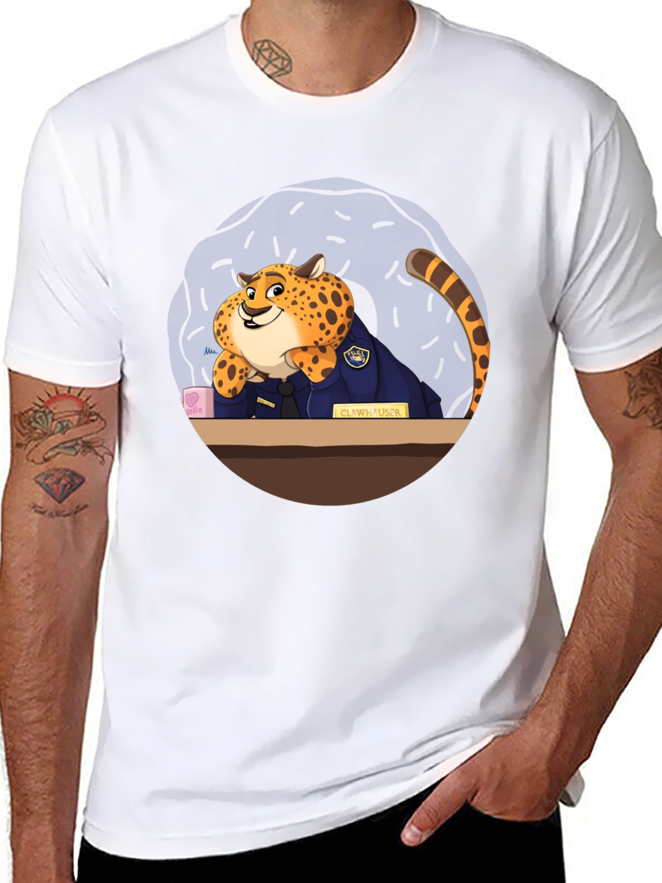 Zootopia Clawhauser T-Shirt - Black Graphic Tee