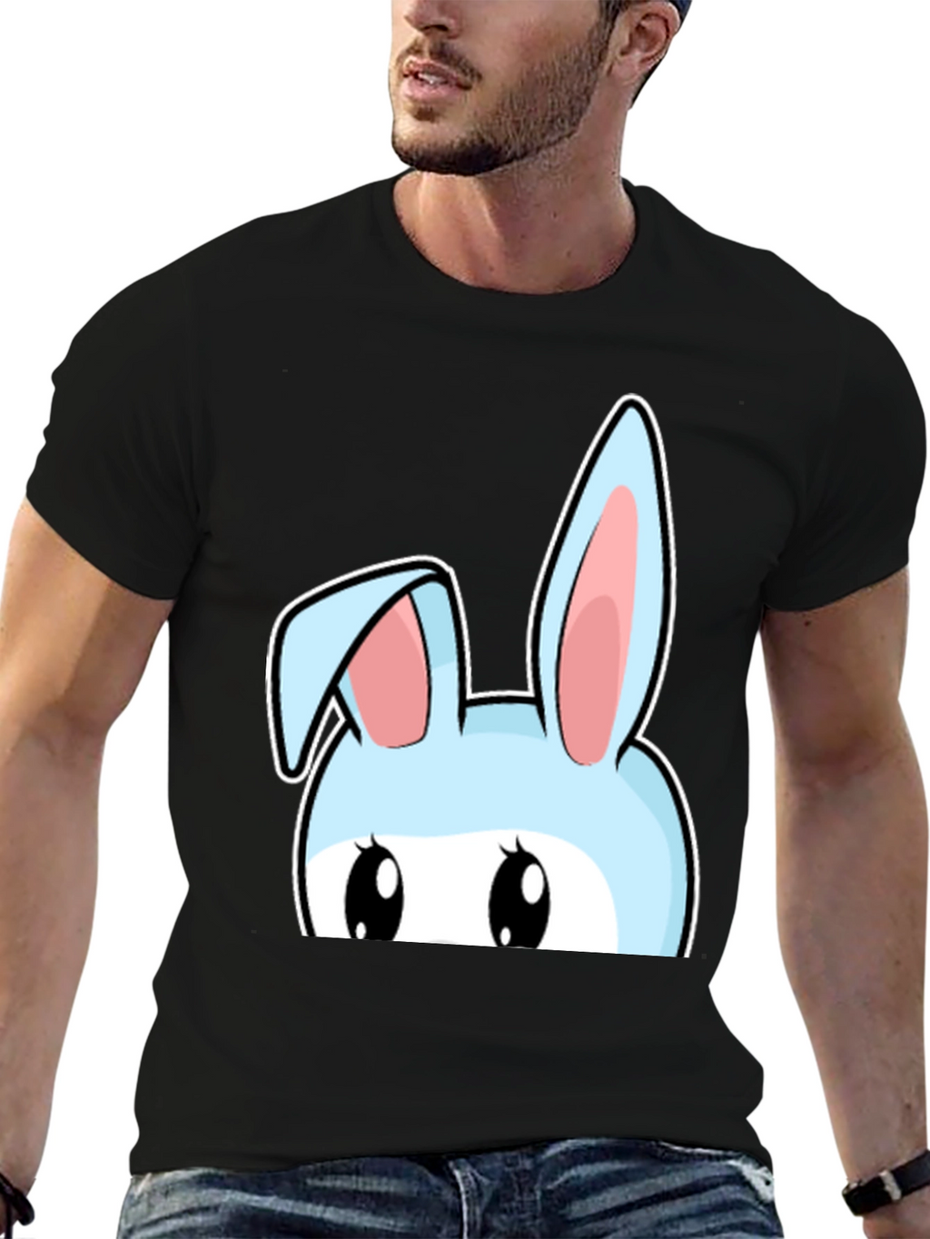 Bunny Peek T-Shirt - Cute Cartoon Rabbit Design