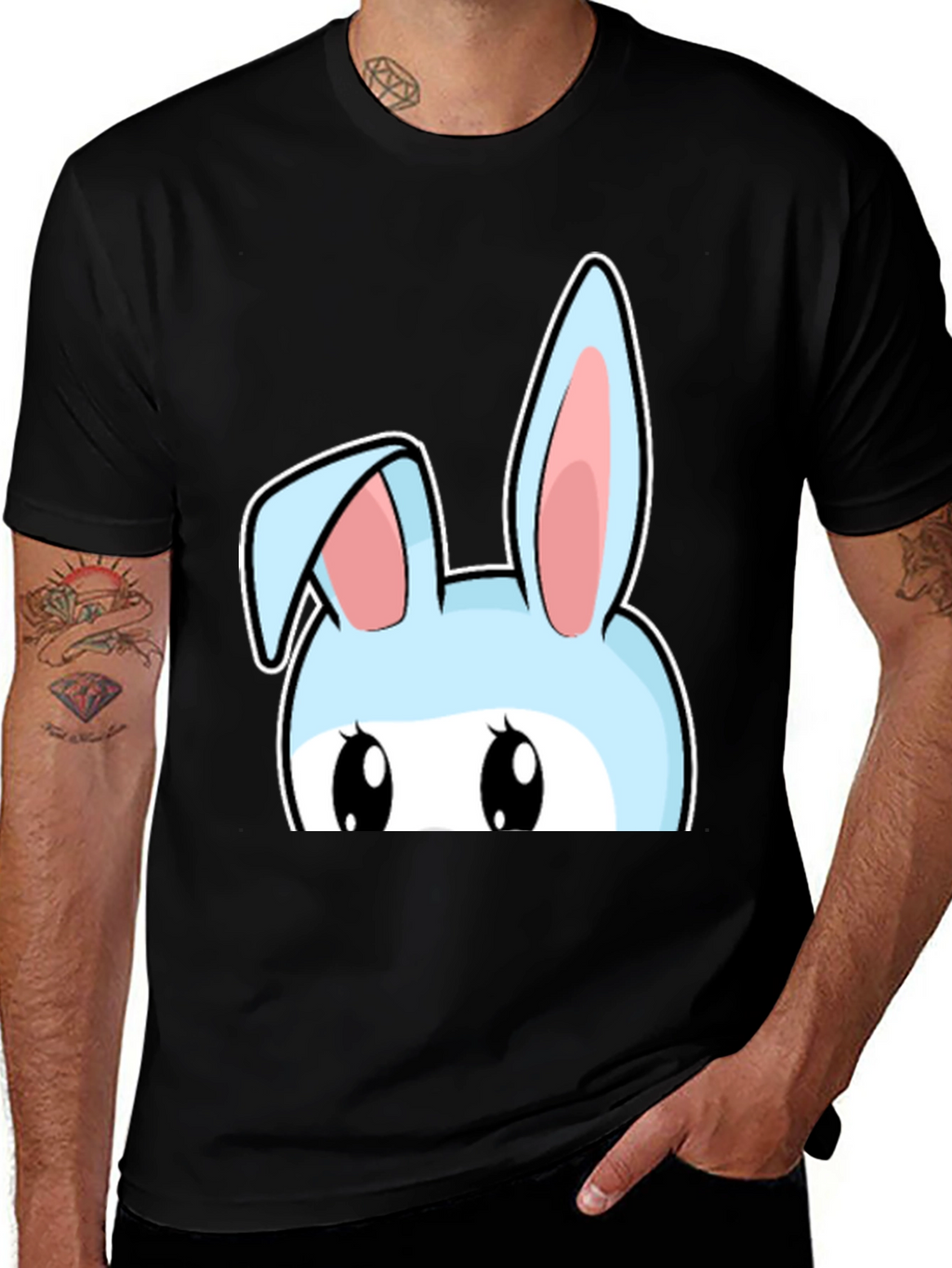 Bunny Peek T-Shirt - Cute Cartoon Rabbit Design