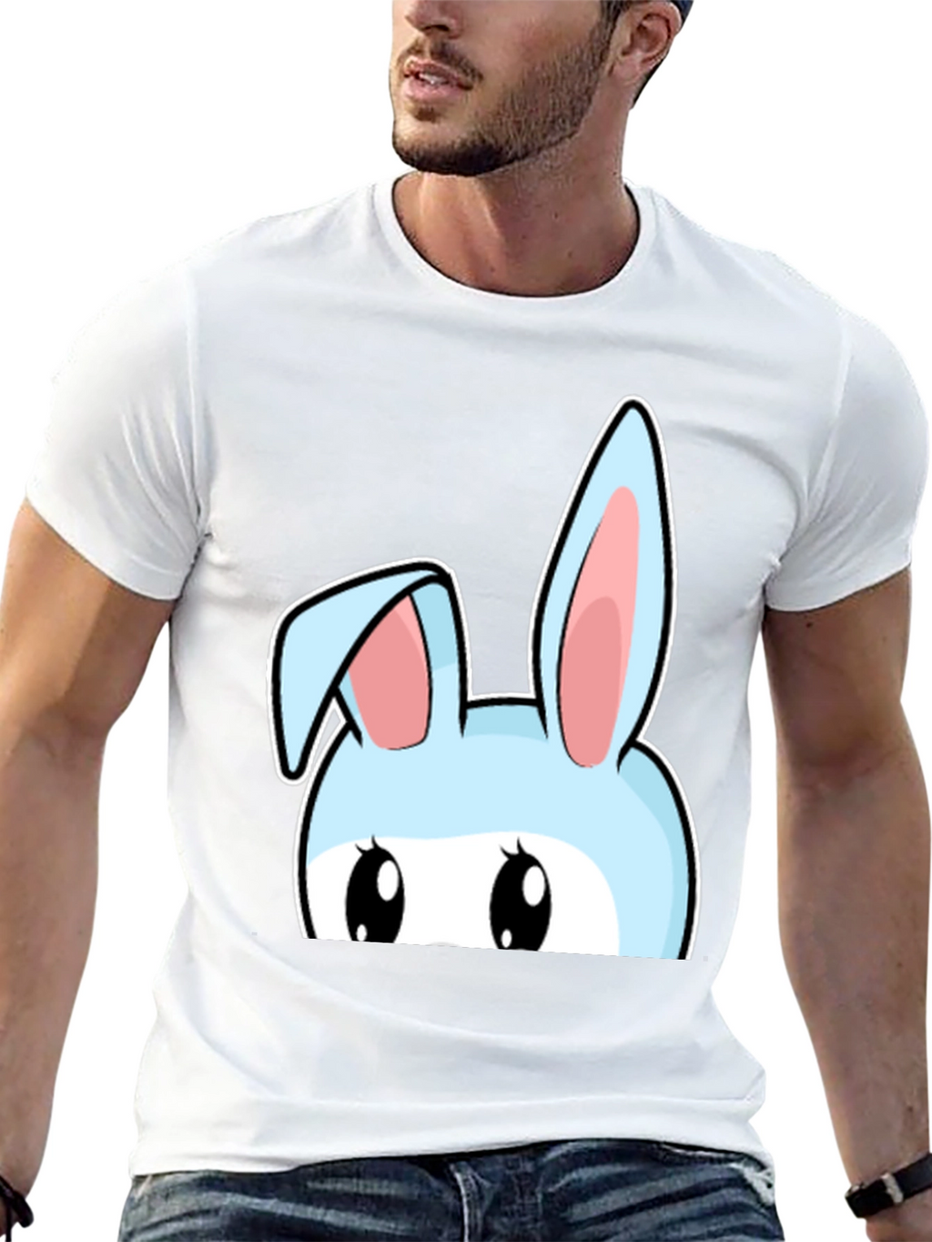 Bunny Peek T-Shirt - Cute Cartoon Rabbit Design