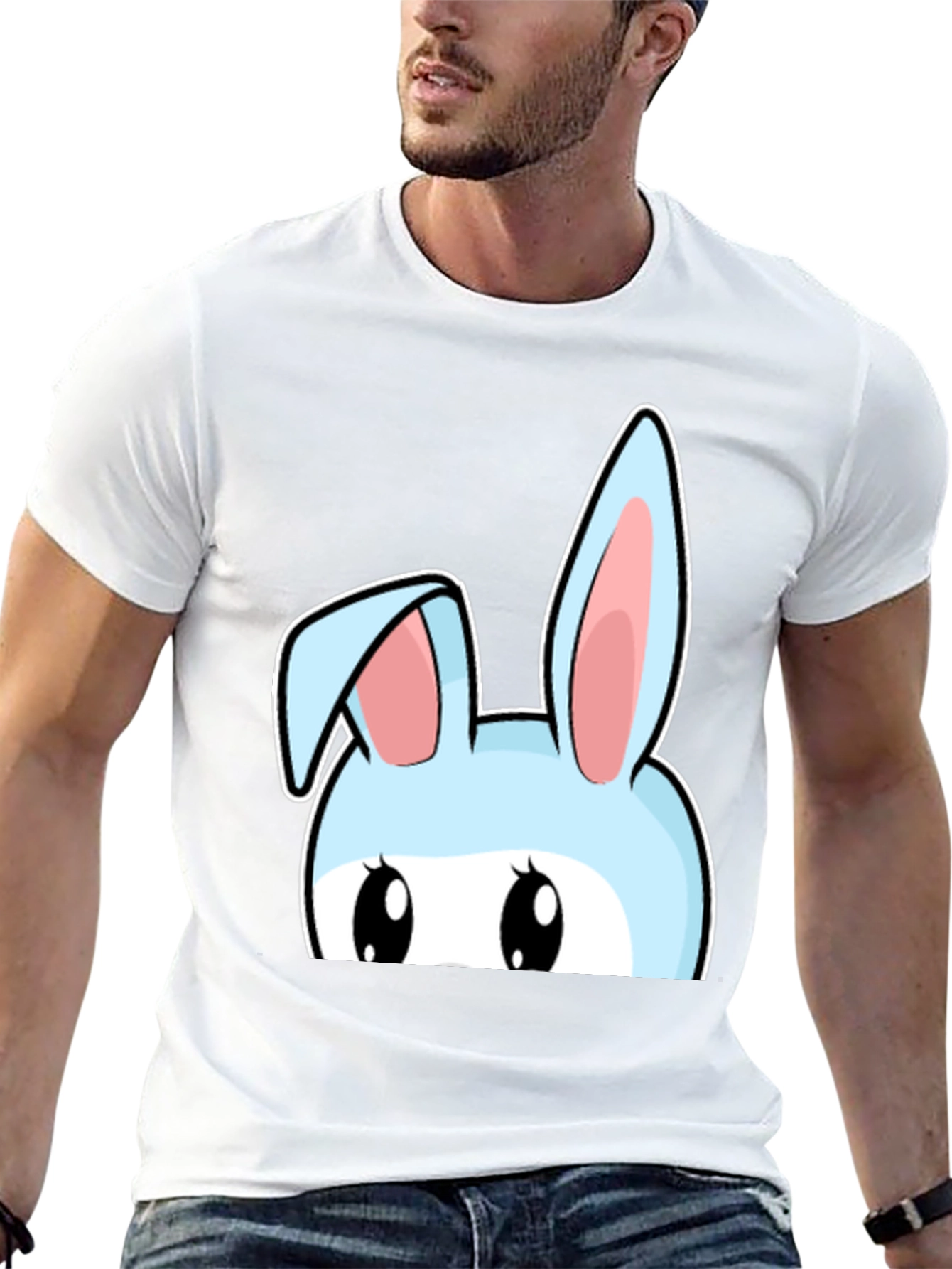 Bunny Peek T-Shirt - Cute Cartoon Rabbit Design