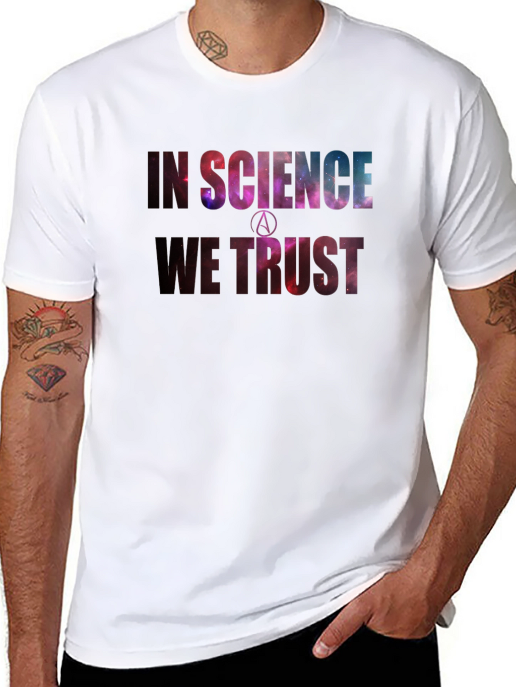 In Science We Trust Galaxy Print T-Shirt