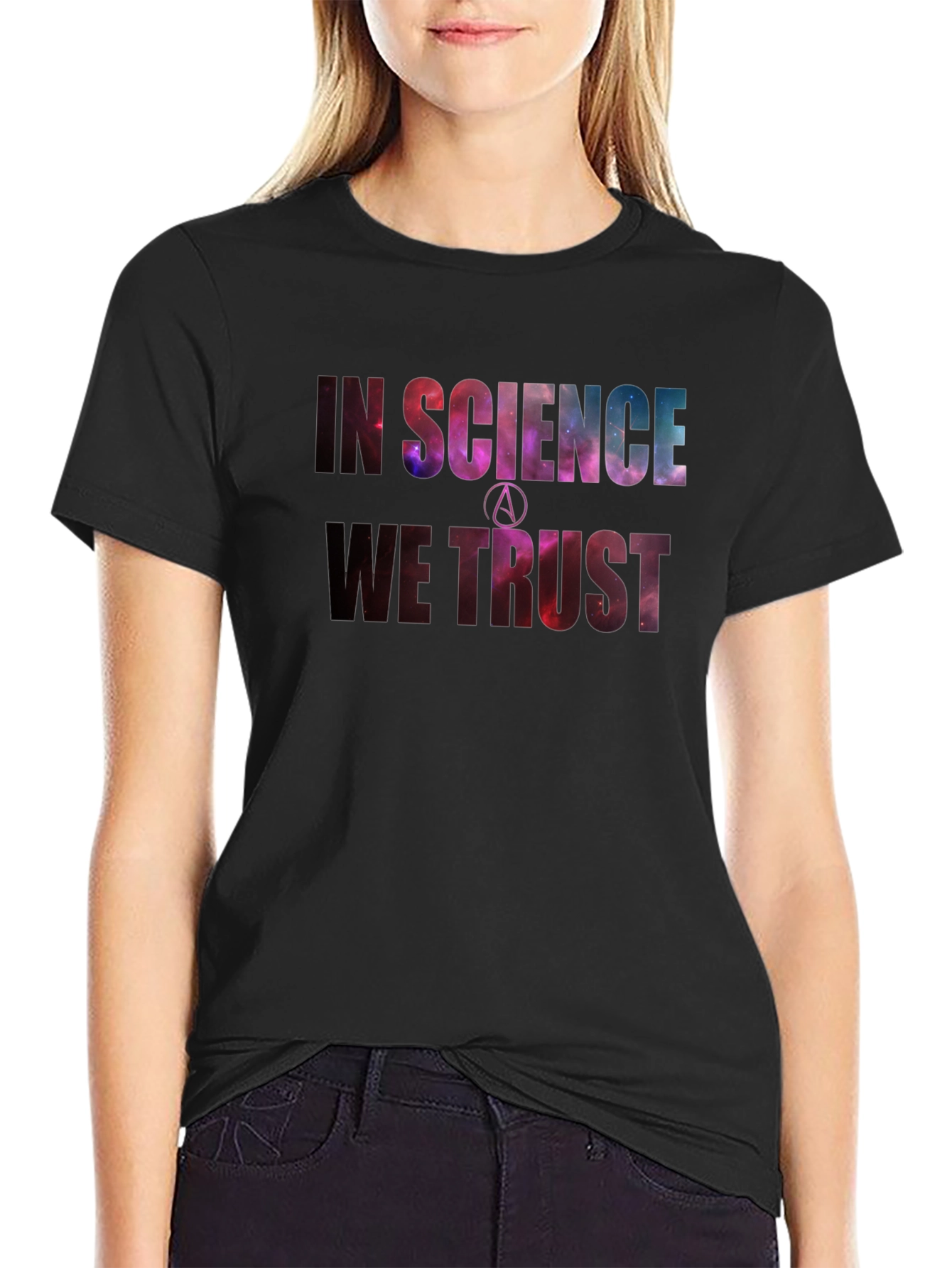 In Science We Trust Galaxy Print T-Shirt
