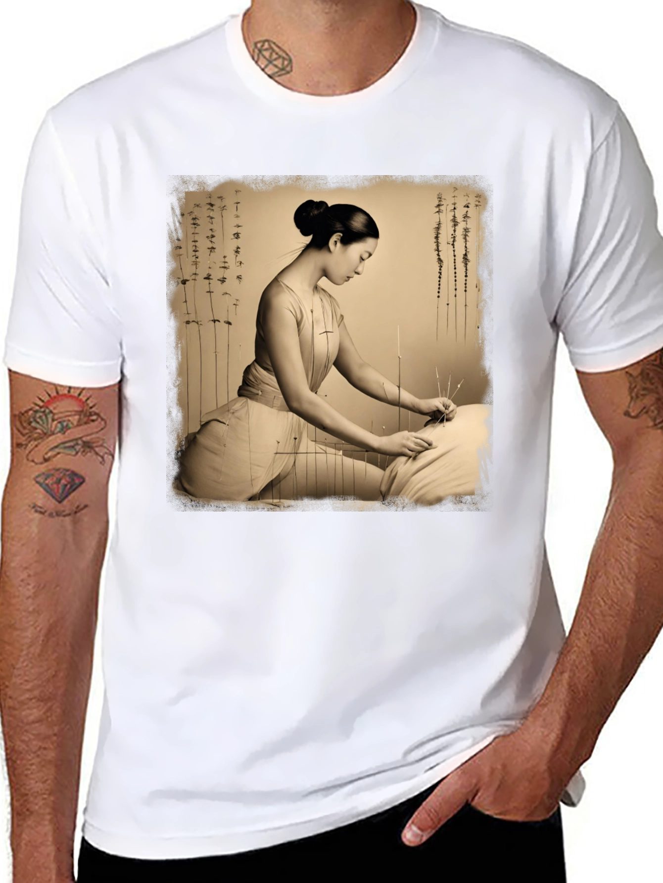 Acupuncture Art Graphic Tee Shirt