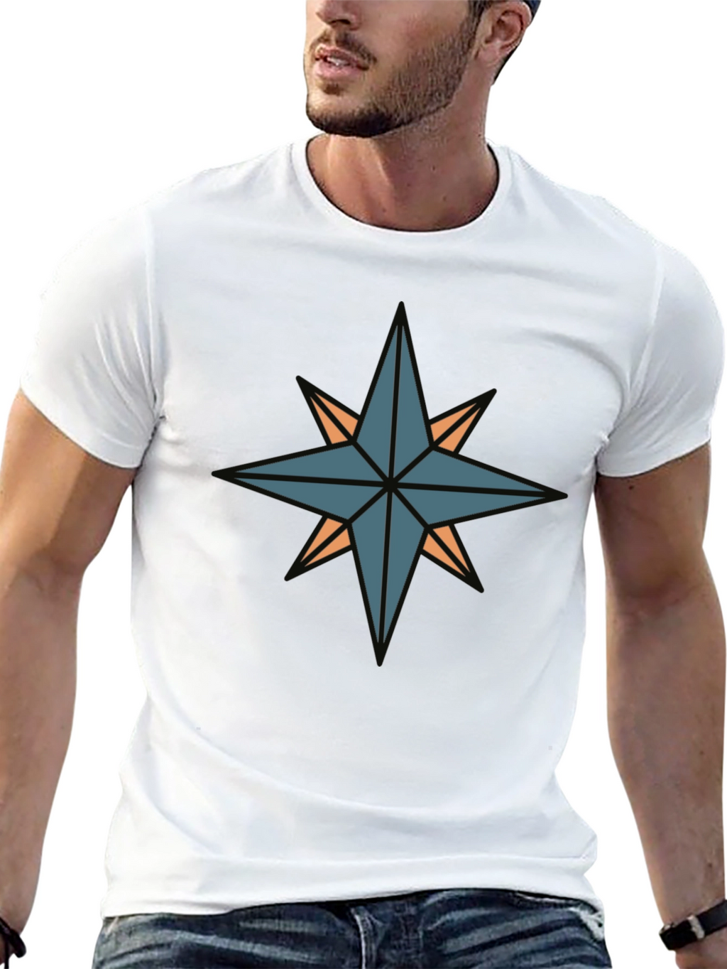 Compass Star Graphic Black T-Shirt