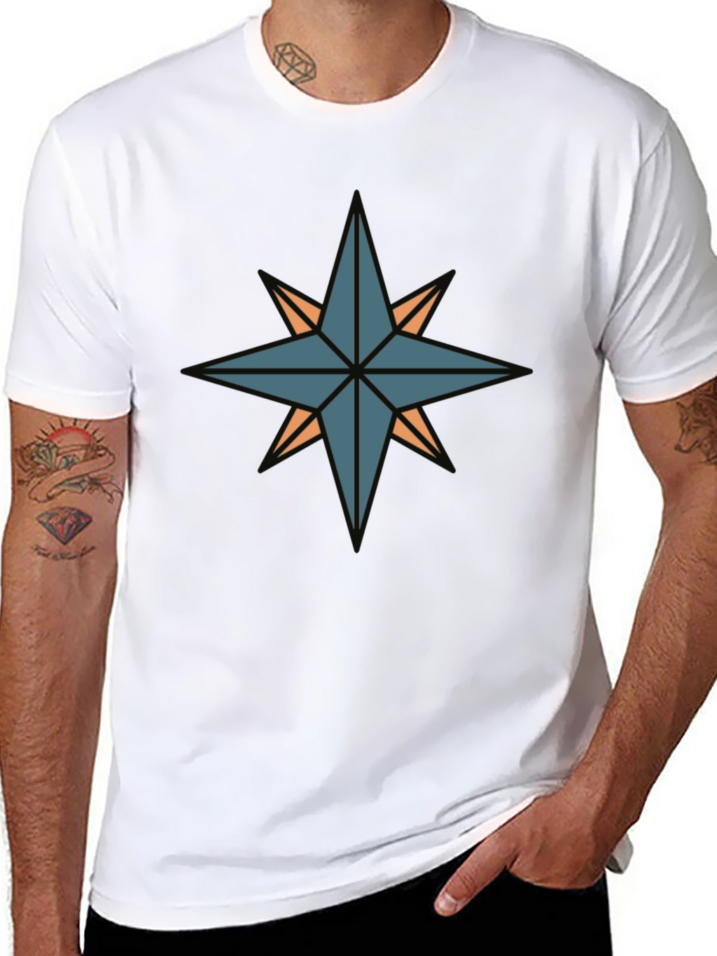 Compass Star Graphic Black T-Shirt