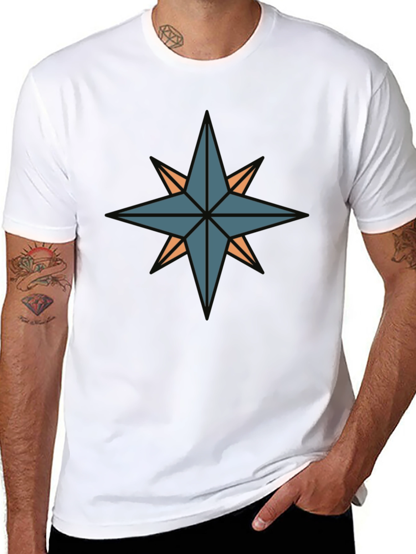 Compass Star Graphic Black T-Shirt