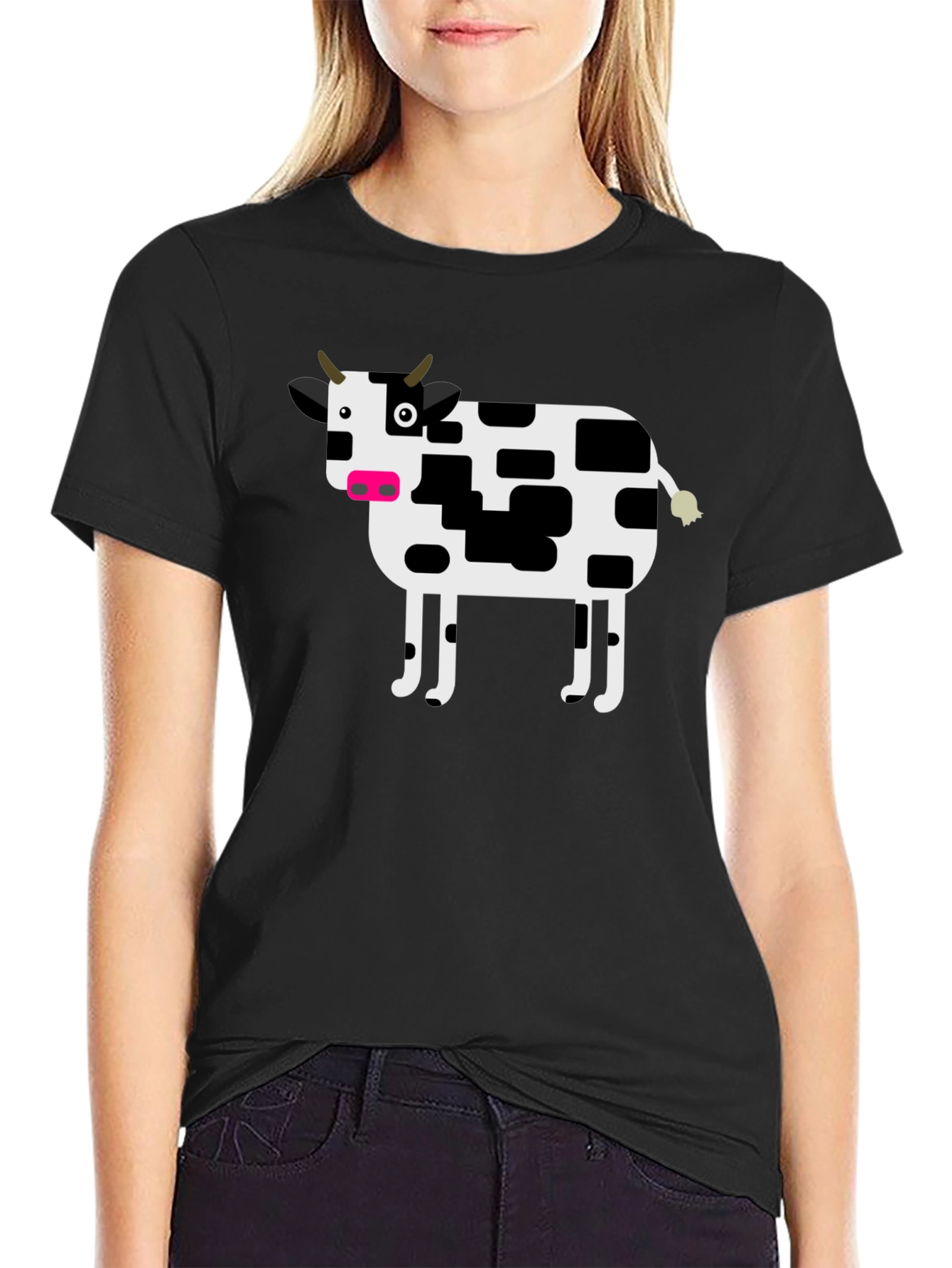 Cow Graphic T-Shirt - Black Cotton Tee